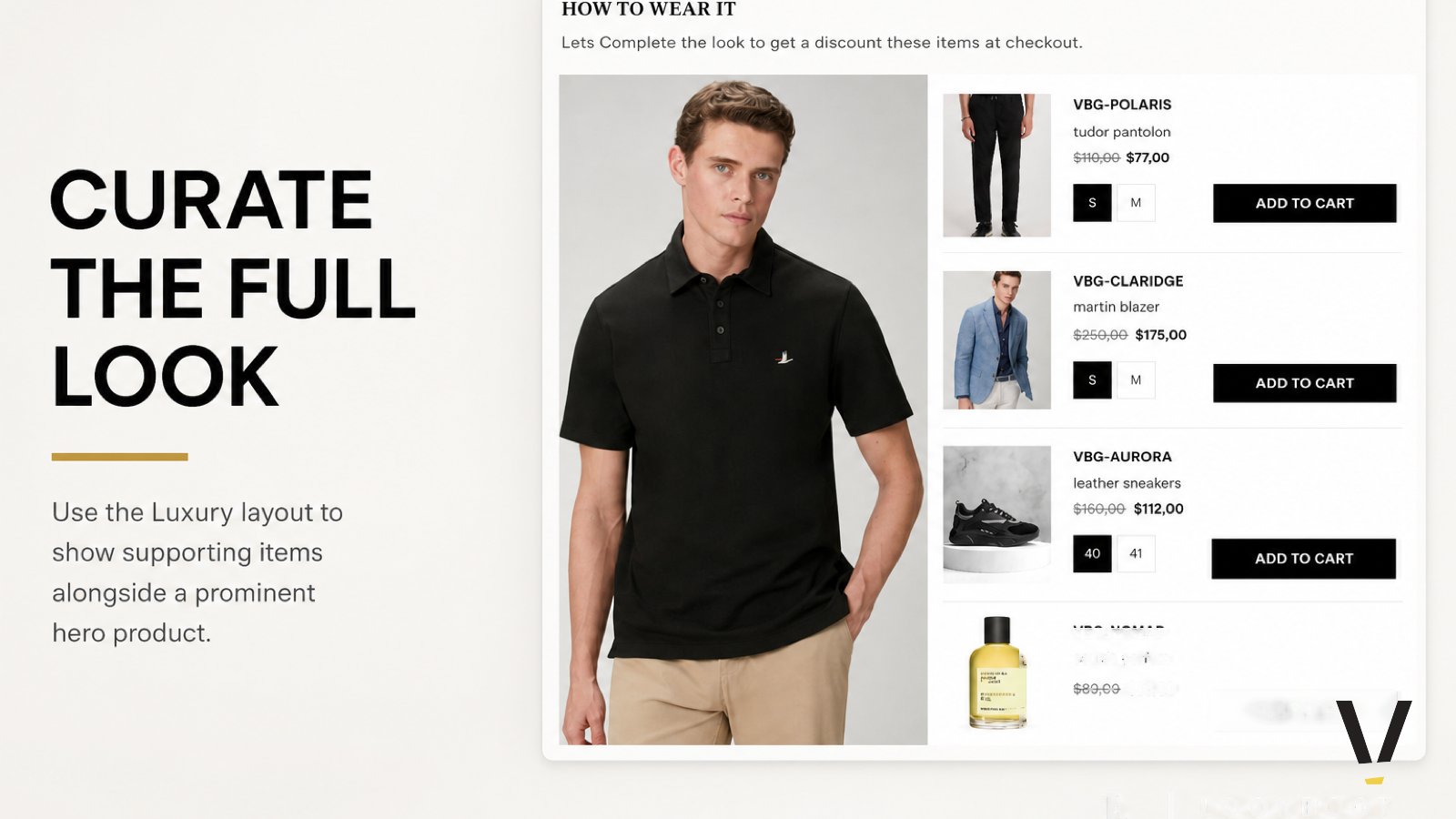 Side-by-side comparison of featured editorial and luxury editorial storefront layouts