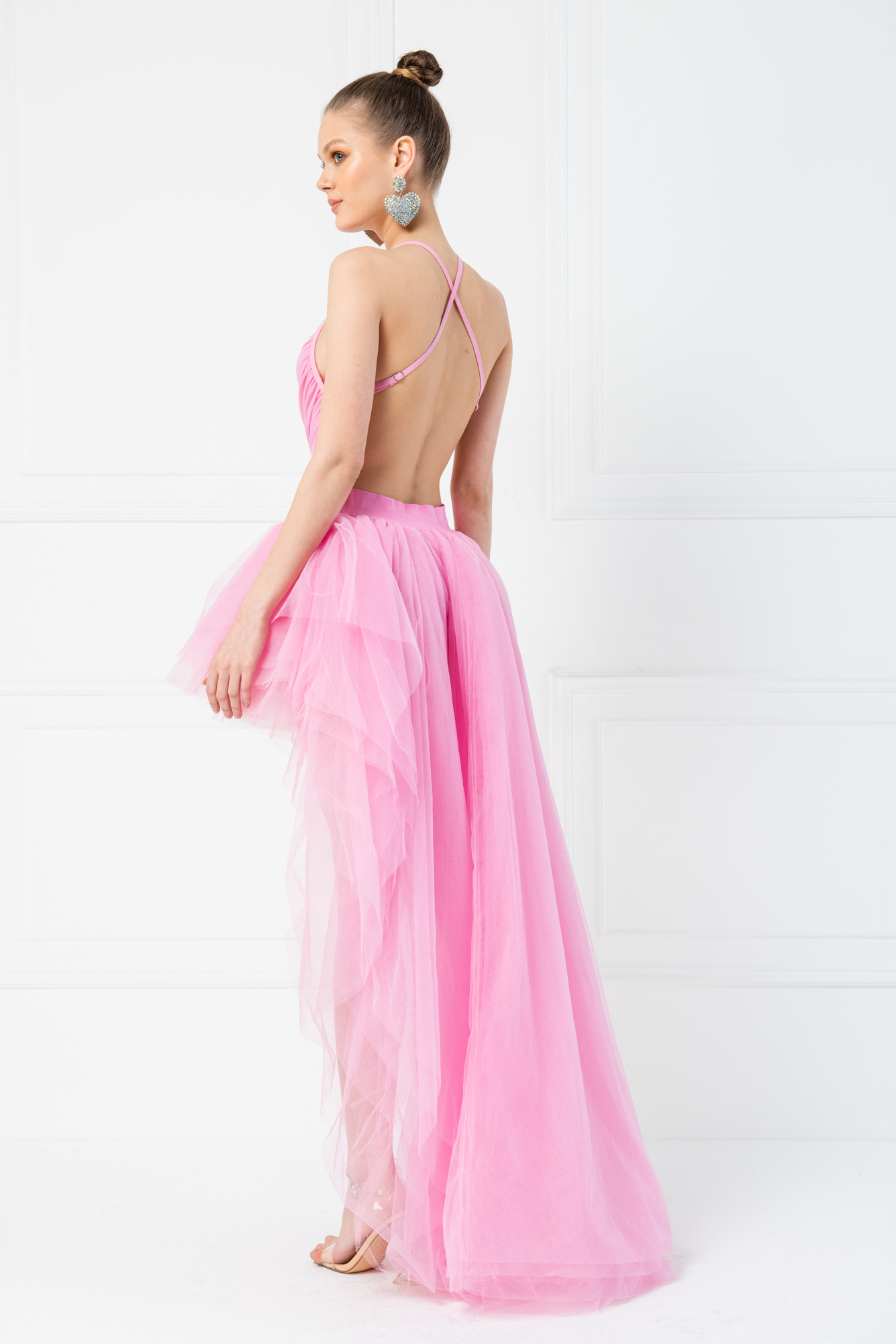 Wholesale High Low Pink Tulle Skirt
