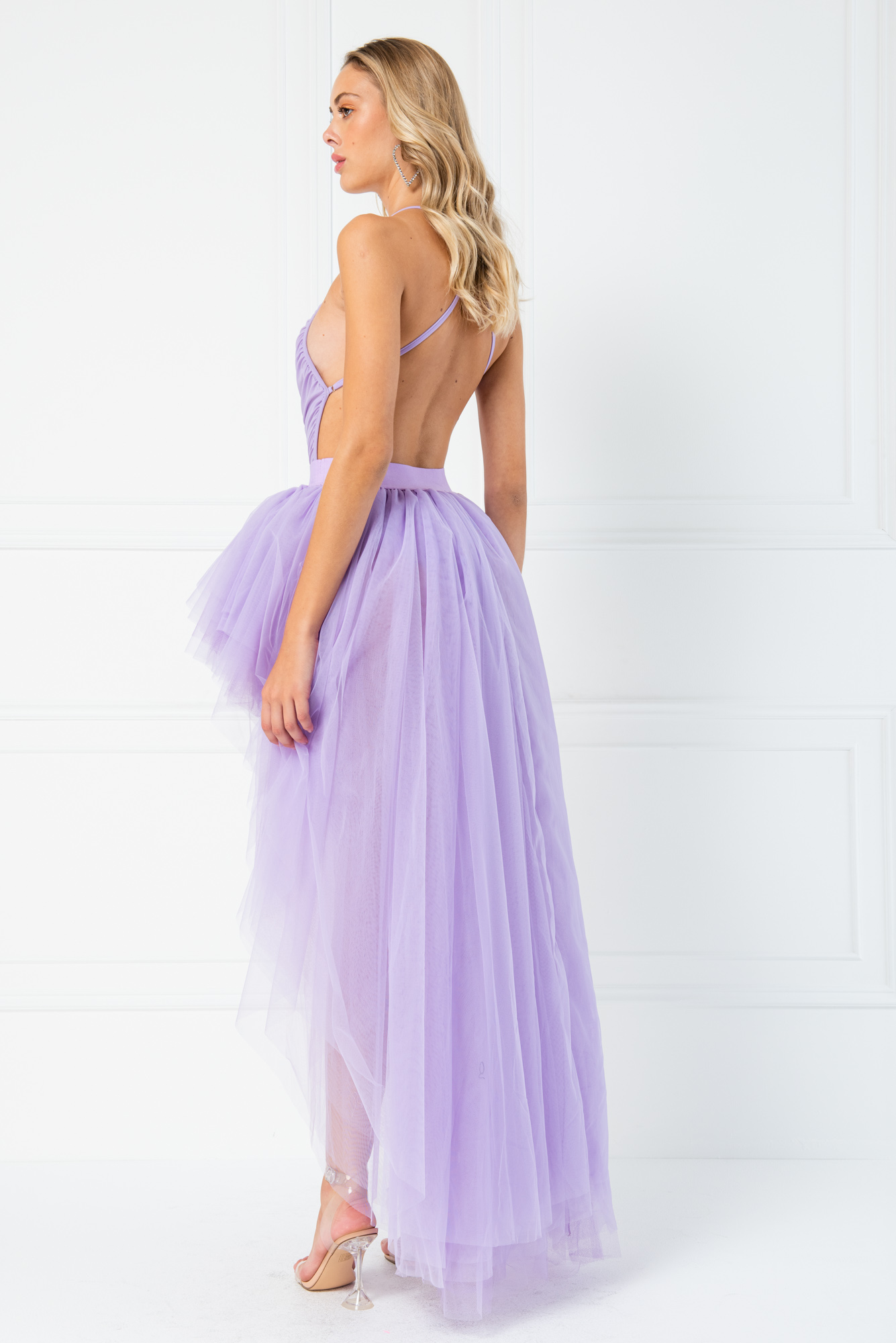 Wholesale High Low Lilac Tulle Skirt