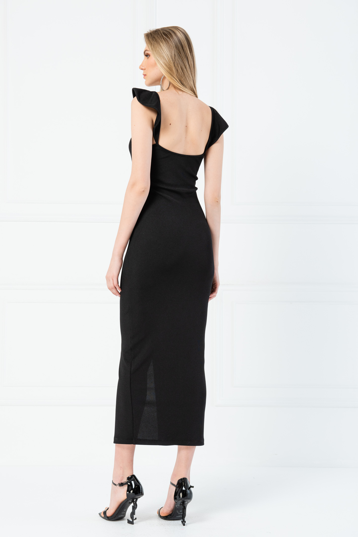 Wholesale Black Tie-Front Maxi Dress