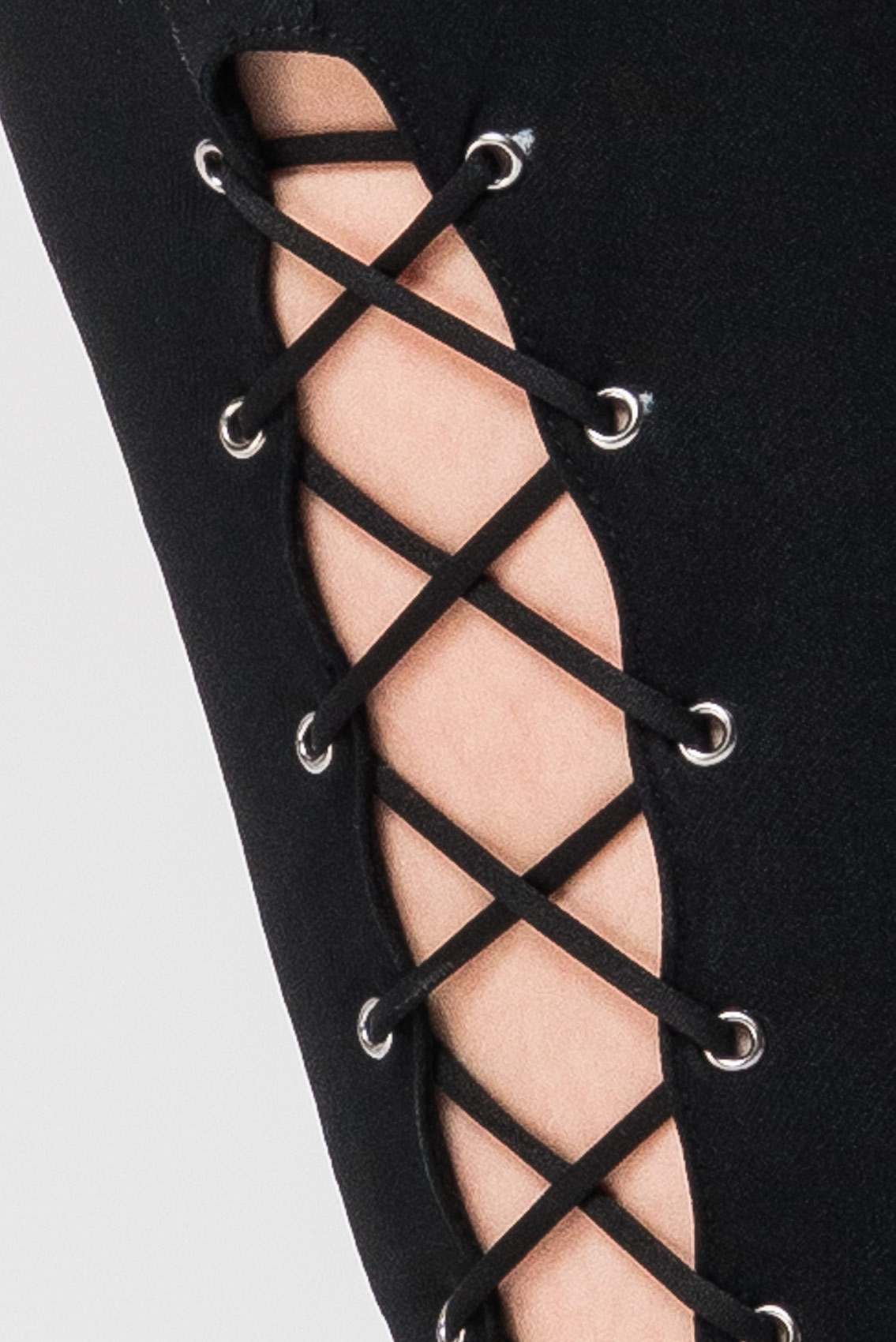 Lace Up Side Skinny Black Pants