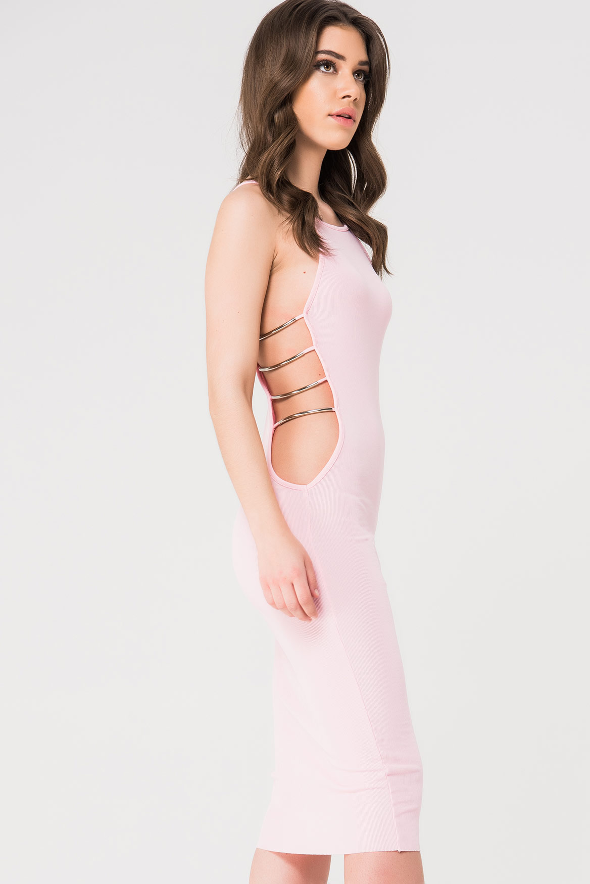Wholesale Ladder Cut Out Pink Cami Dress