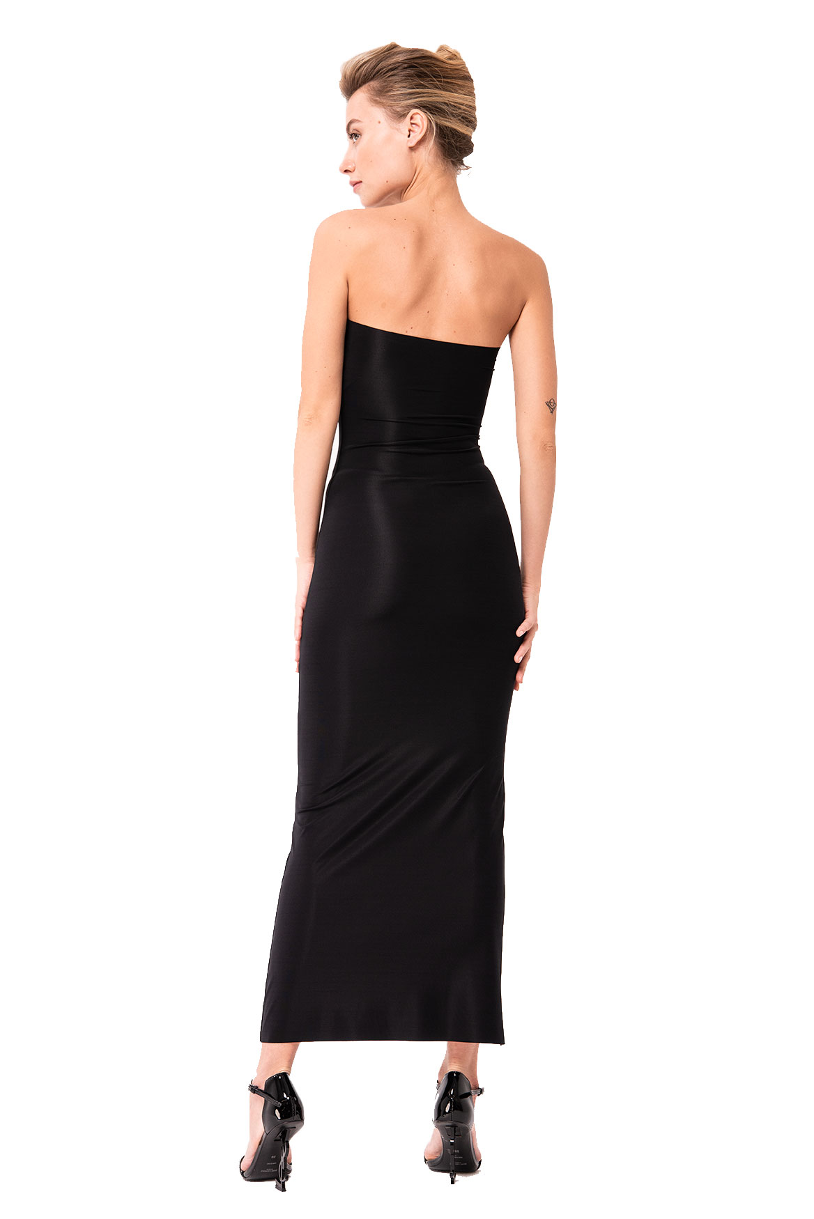 Strapless Long Cami Slip Black Dress