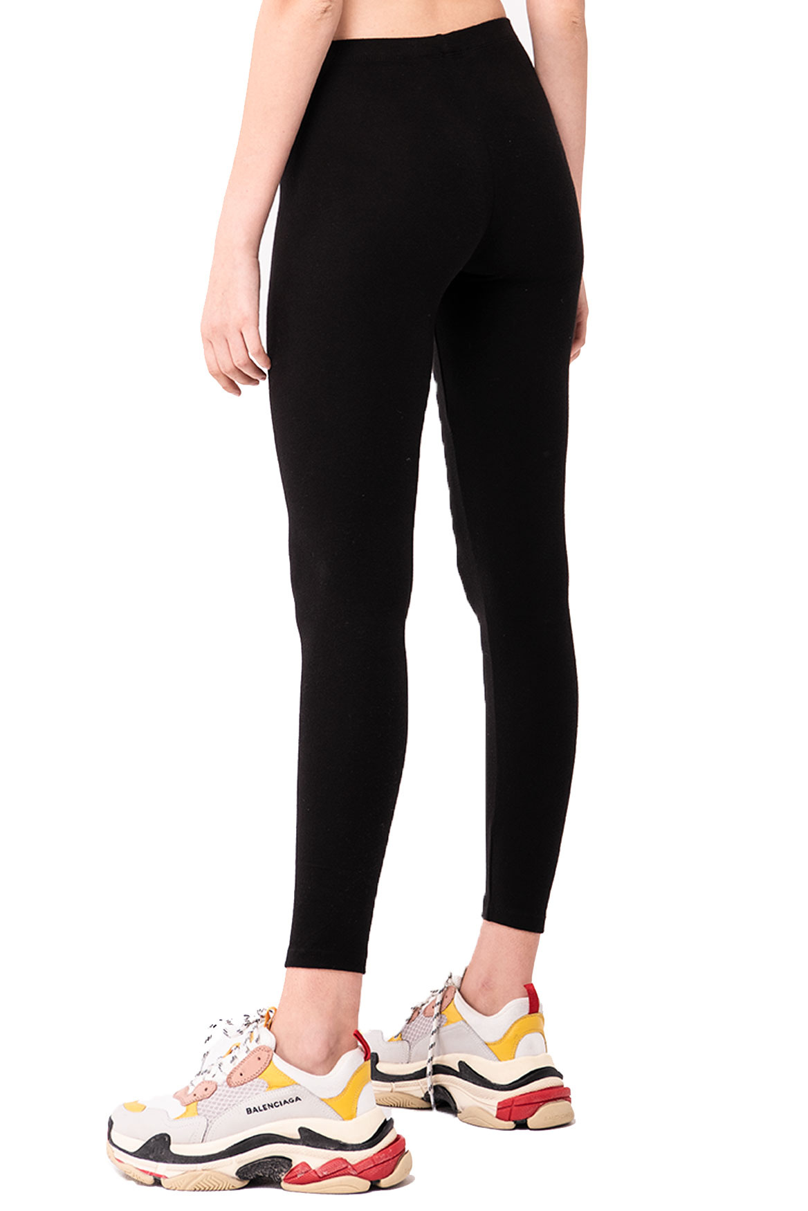 Basic Stretch-Knit Cotton Black Leggings