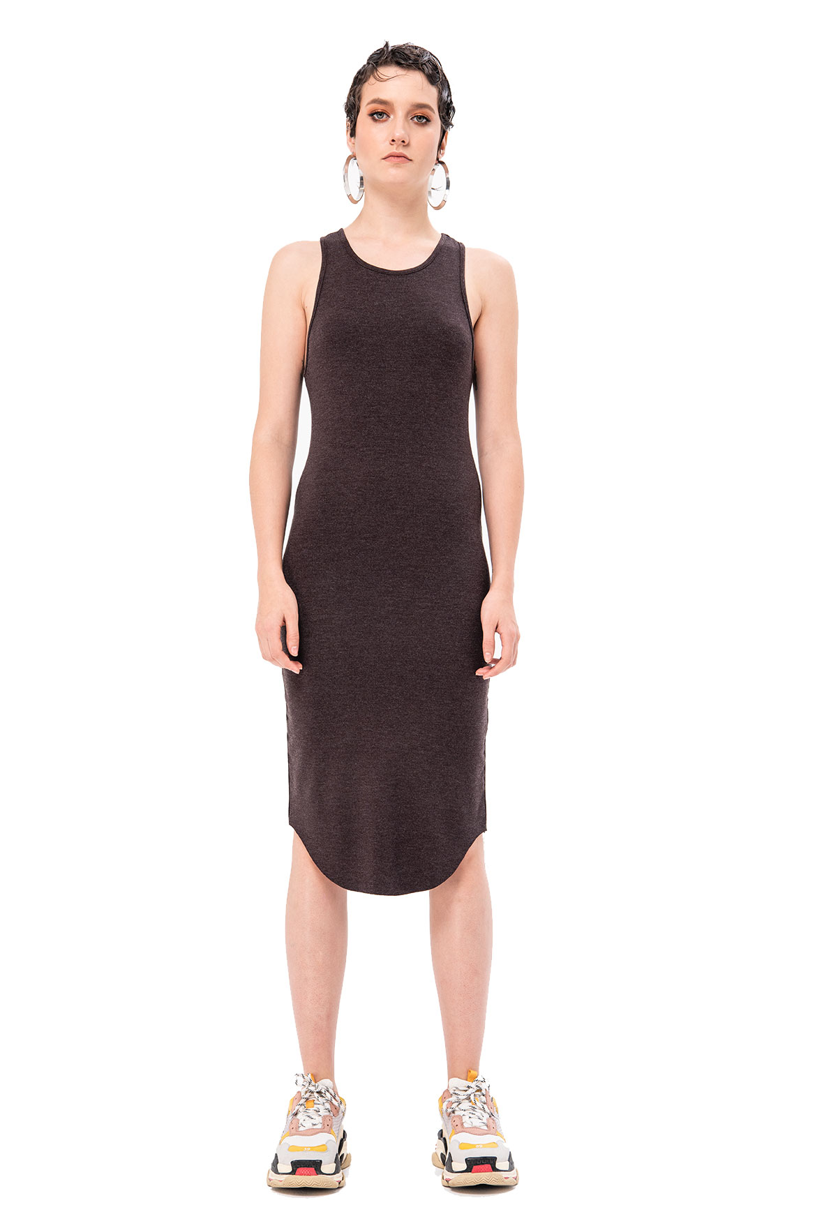 Racerback Midi Dress in Brown