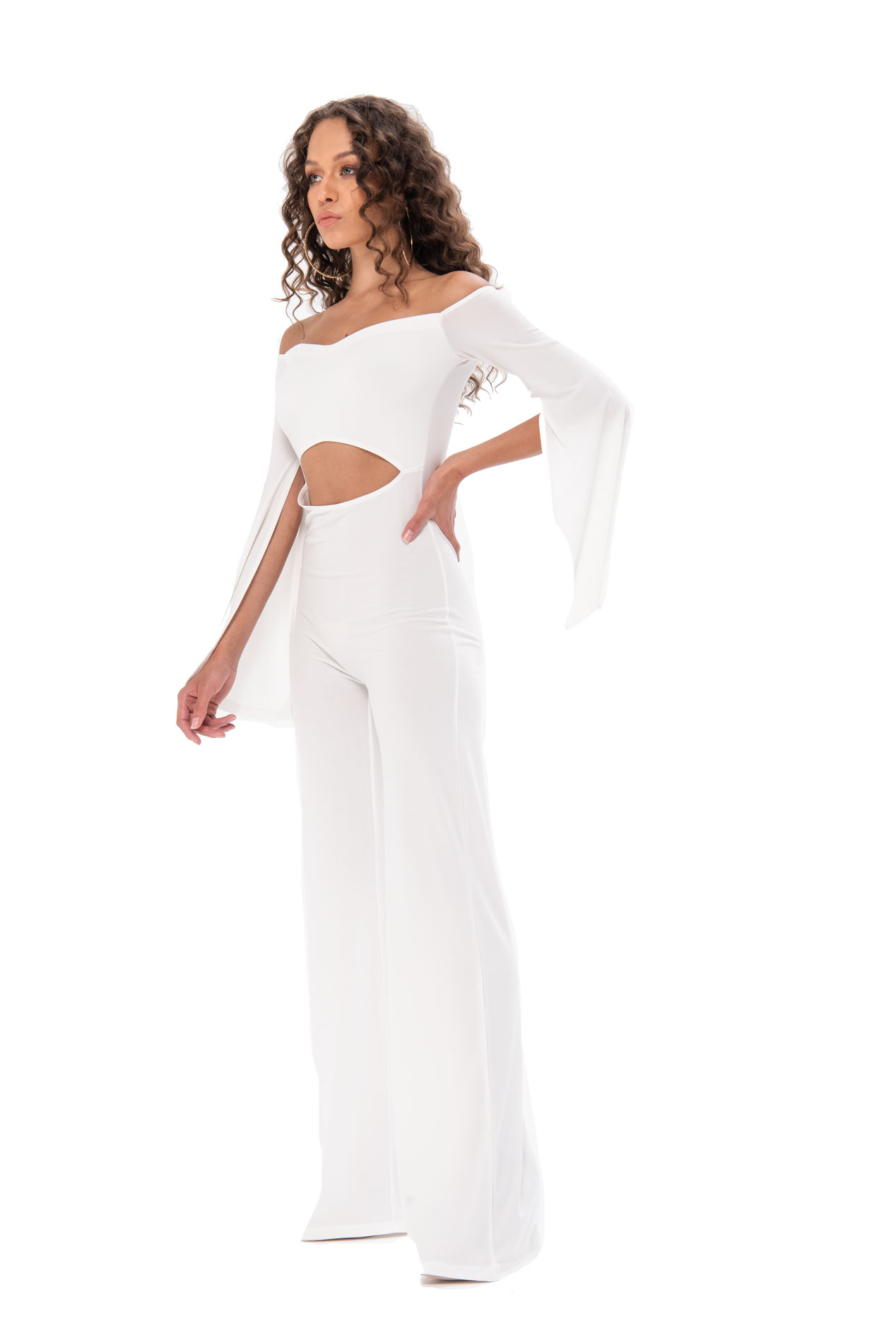 Strapless Long Sleeve Offwhite Jumpsuit