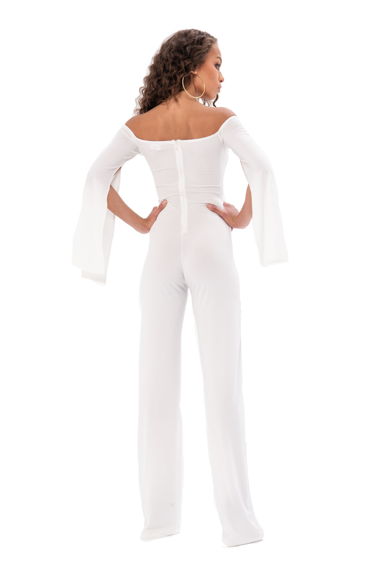 Strapless Long Sleeve Offwhite Jumpsuit