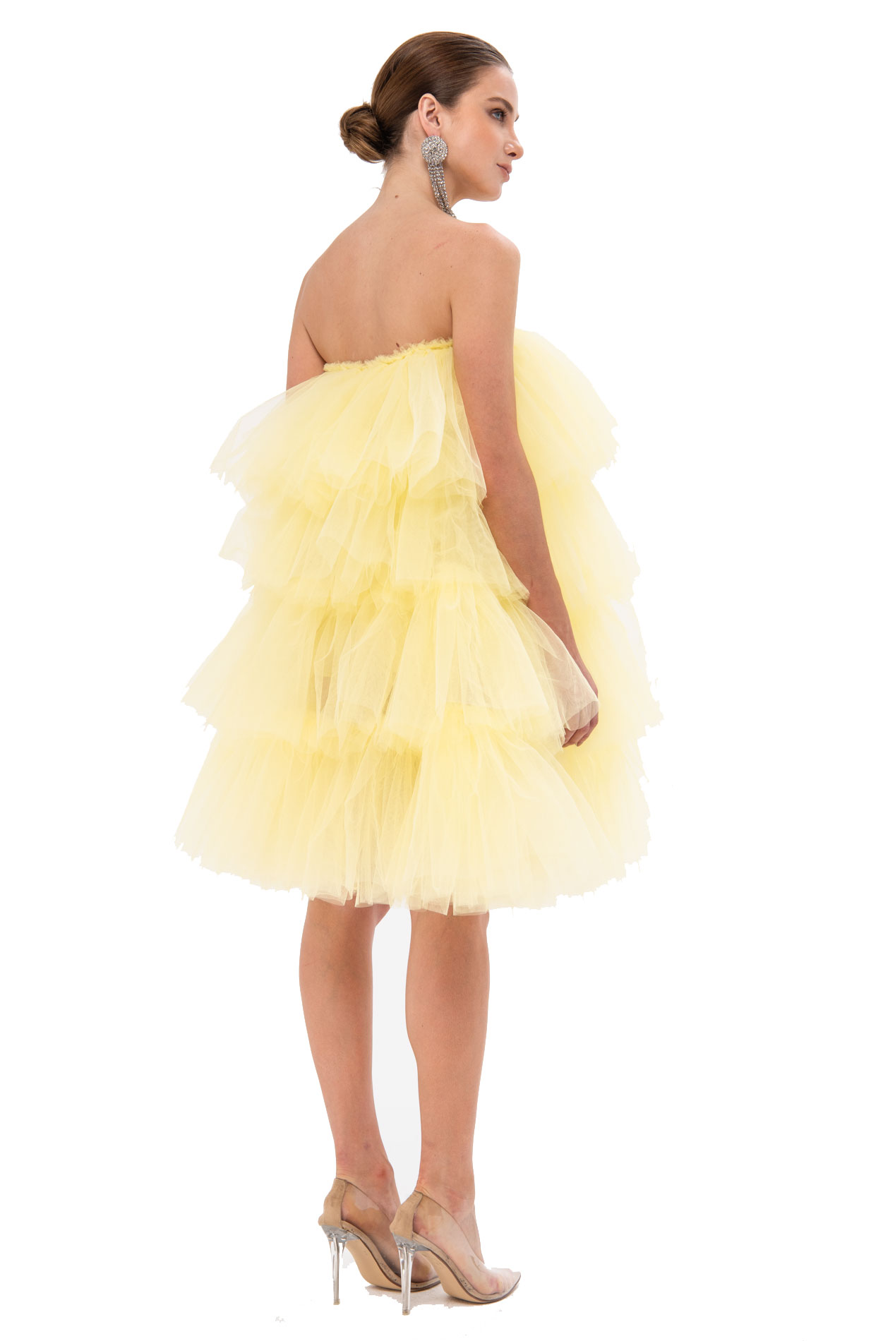 Wholesale Off The Shoulder Yellow Tulle Dress