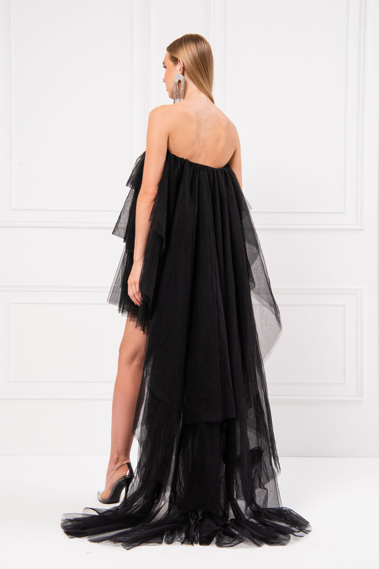 Wholesale Strapless Ruffle Black Mini Dress