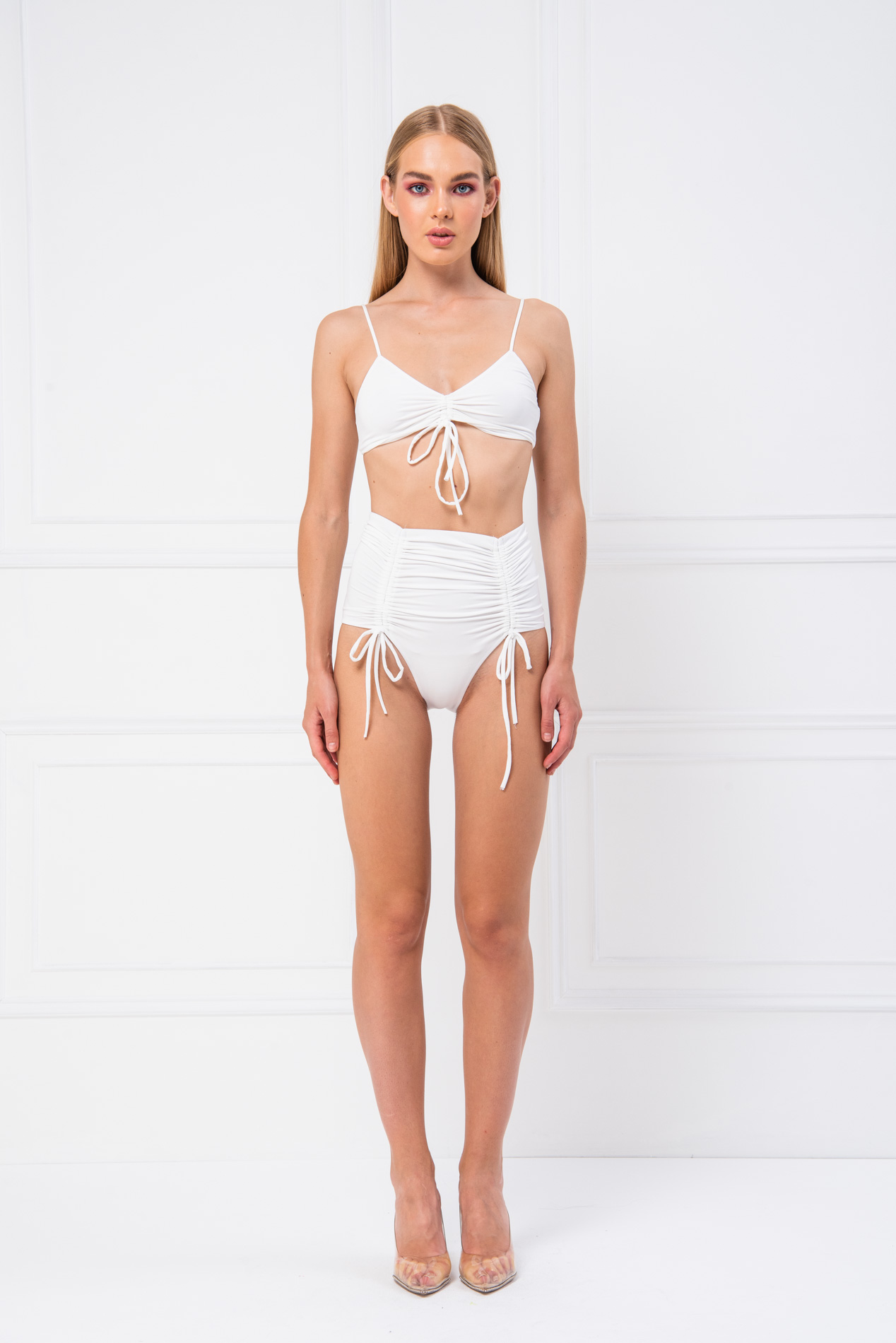 Wholesale Offwhite Ruched Bikini Set