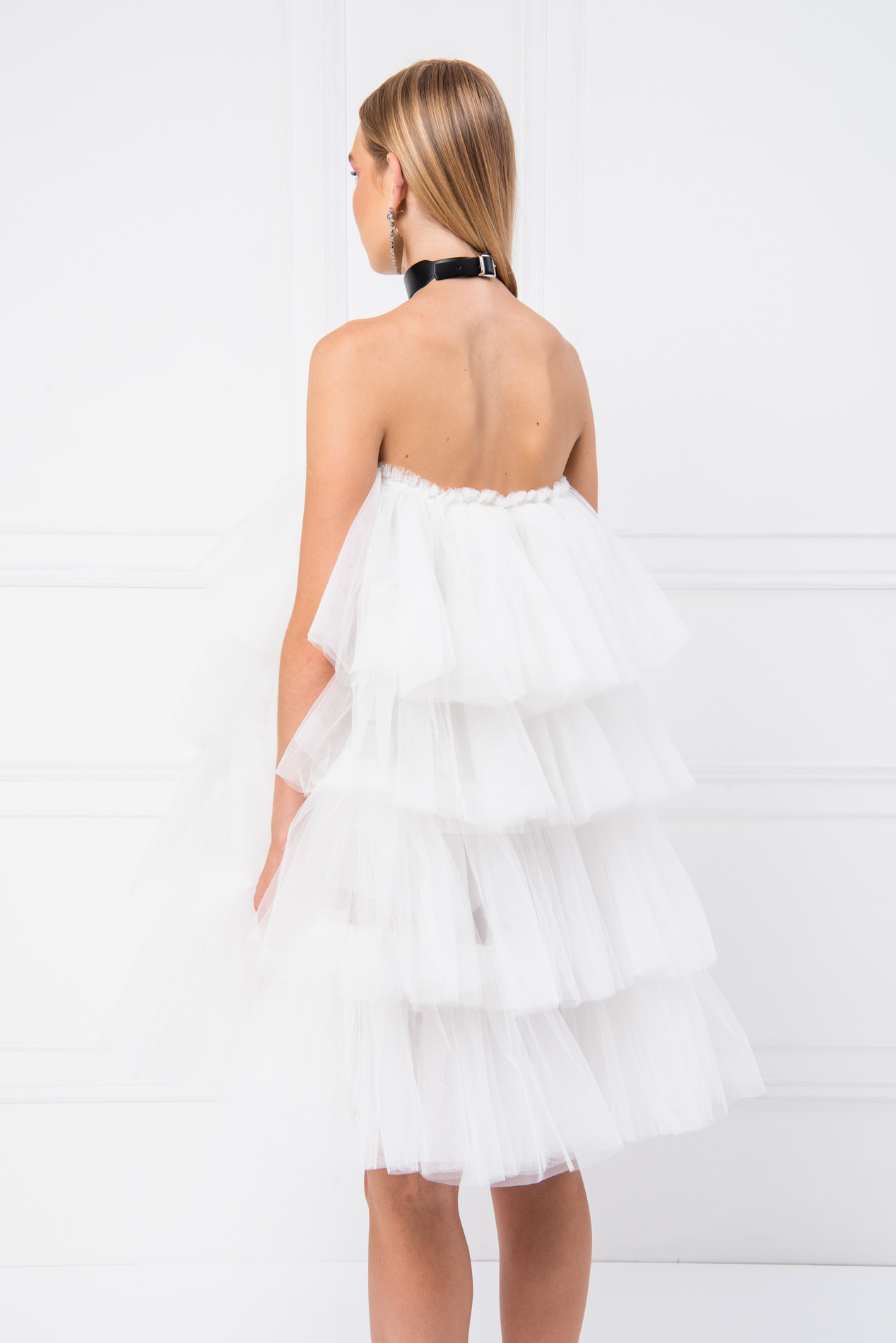 Off The Shoulder Offwhite Tulle Dress
