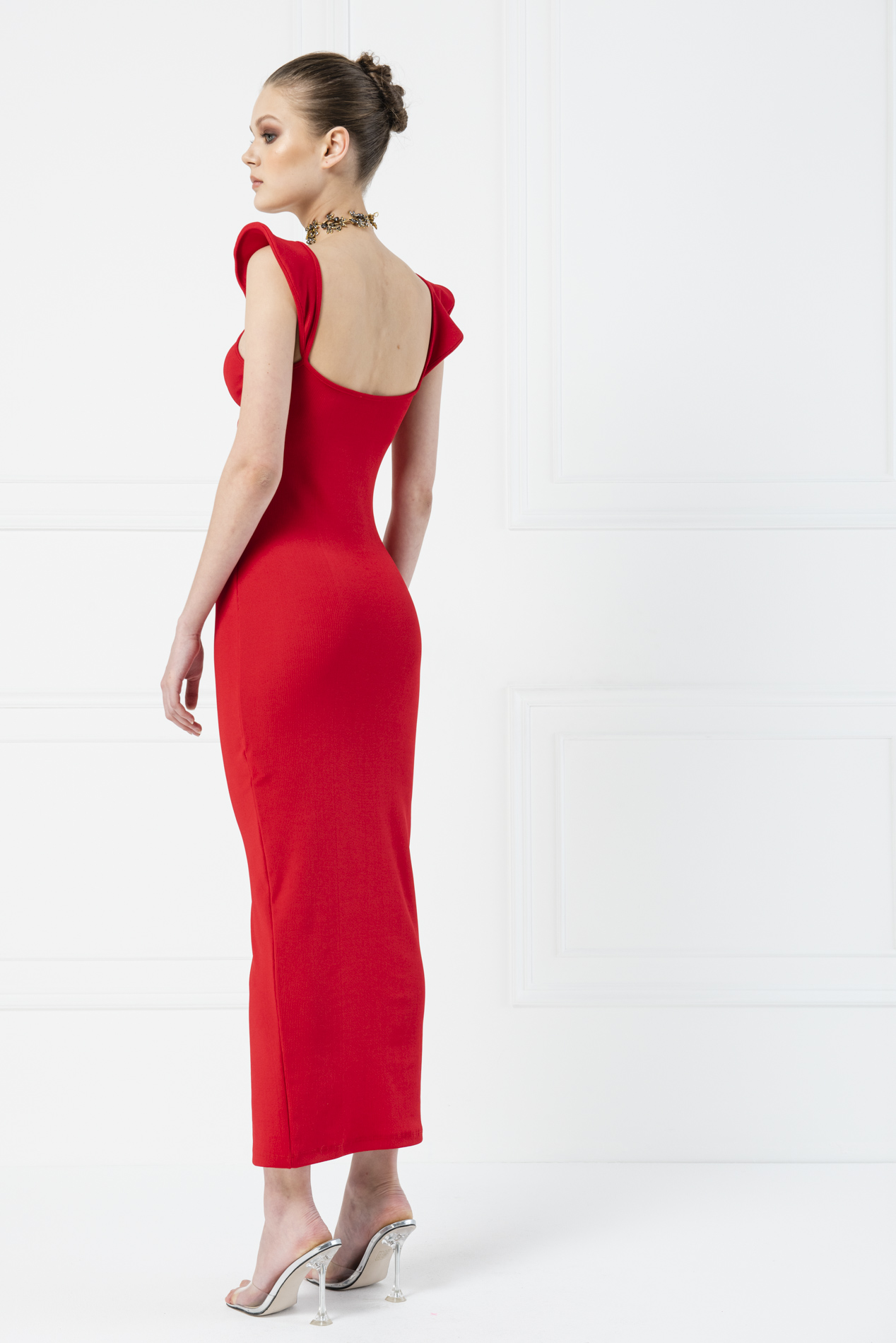 Wholesale Red Tie-Front Maxi Dress