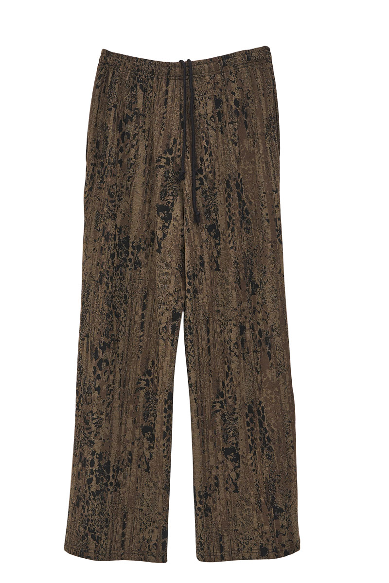 Black-Brown Elasticated-Waist Printed Sweatpants