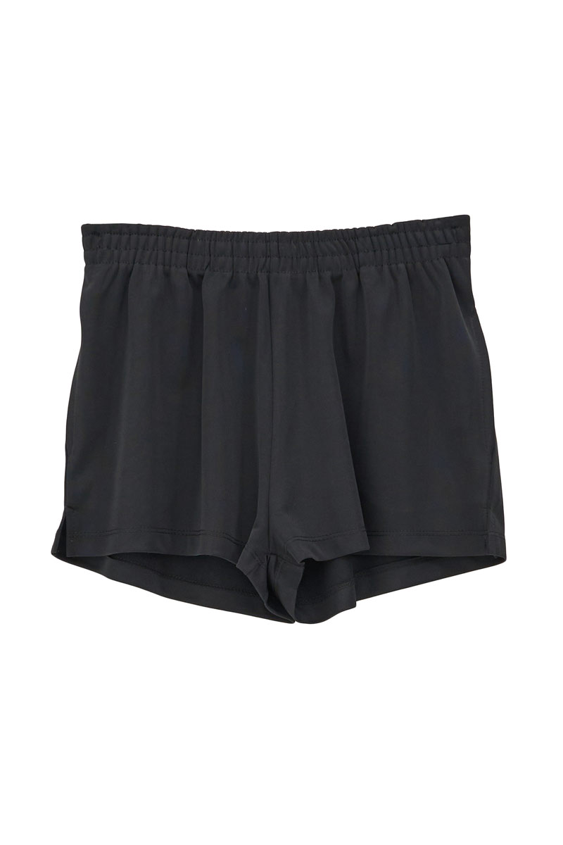 Black Elasticated-Waist Shorts with Pockets