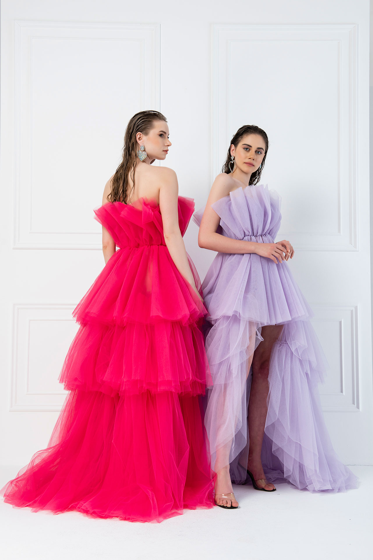 оптовая С Открытыми Плечами Lilac Мини-Платье с Рюшами
