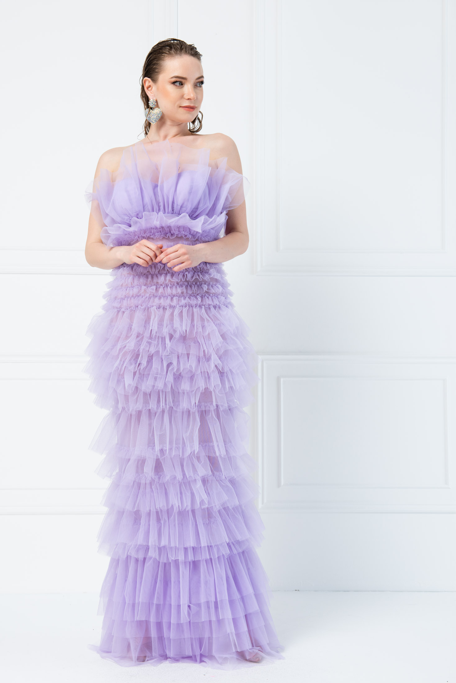 Wholesale Off The Shoulder Lilac Maxi Dress