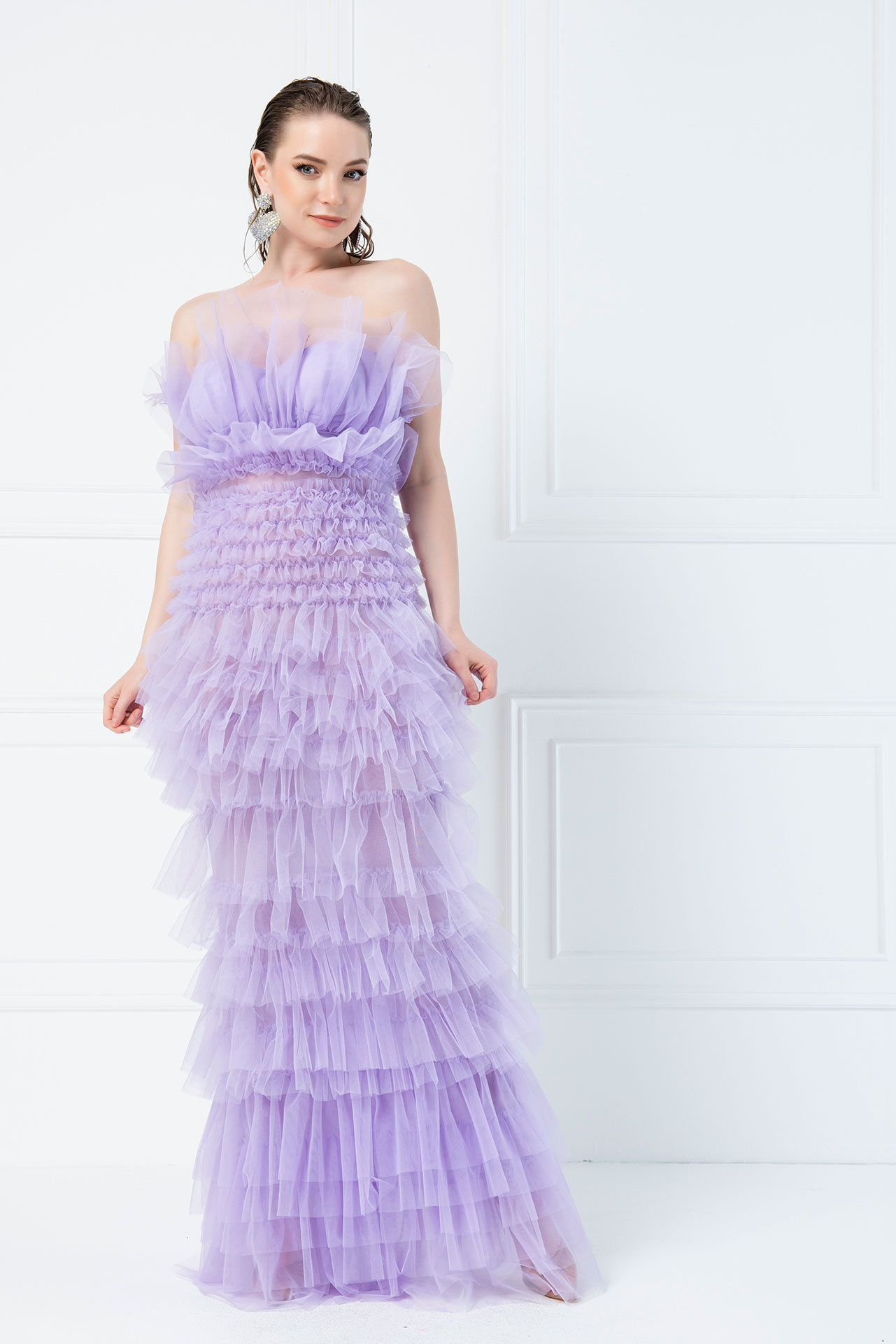 Wholesale Off The Shoulder New Lilac Maxi Dress