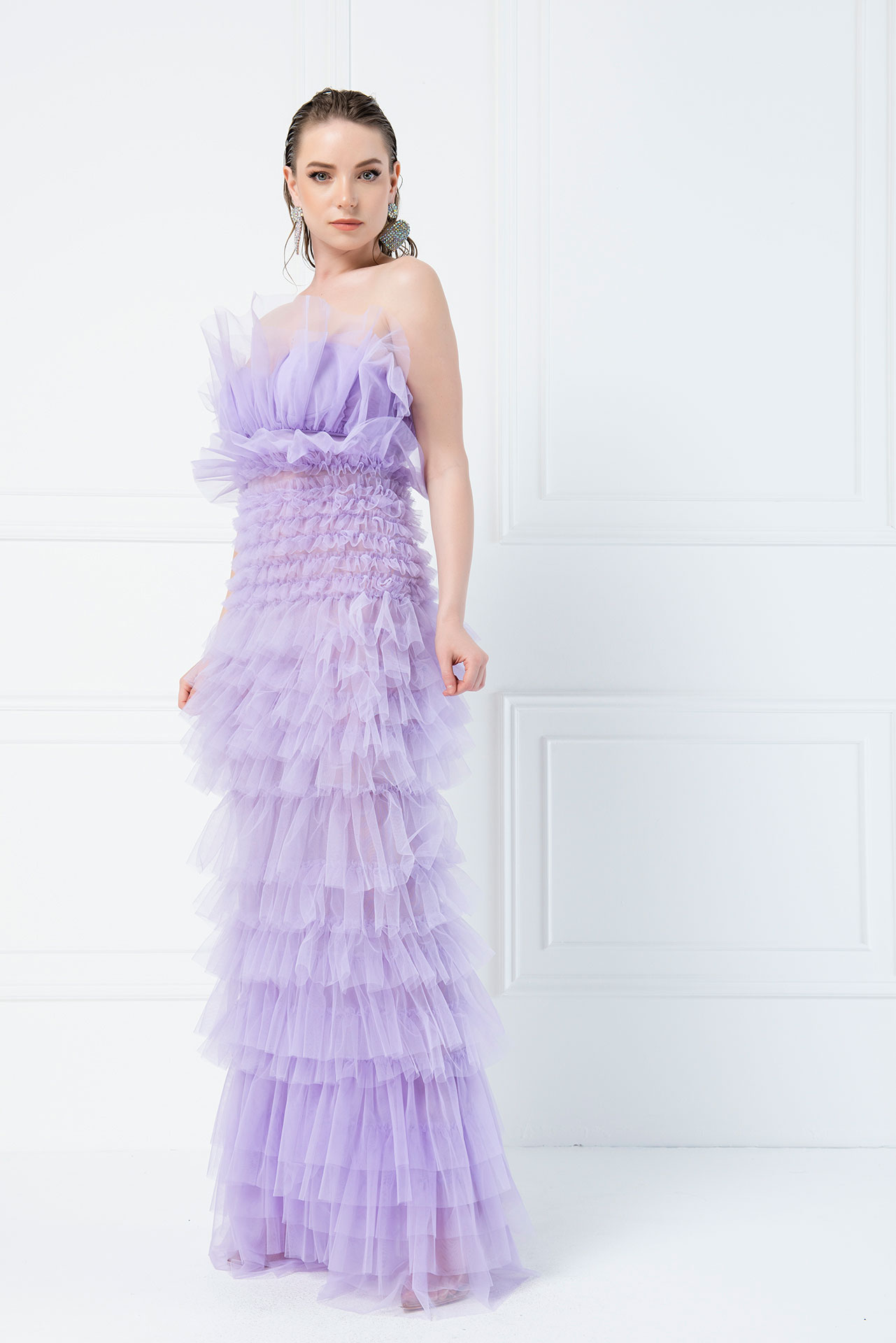 Wholesale Off The Shoulder New Lilac Maxi Dress