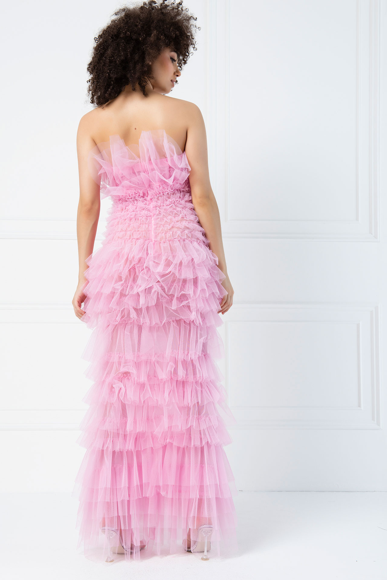 оптовая С Открытыми Плечами New Pink Платье Макси