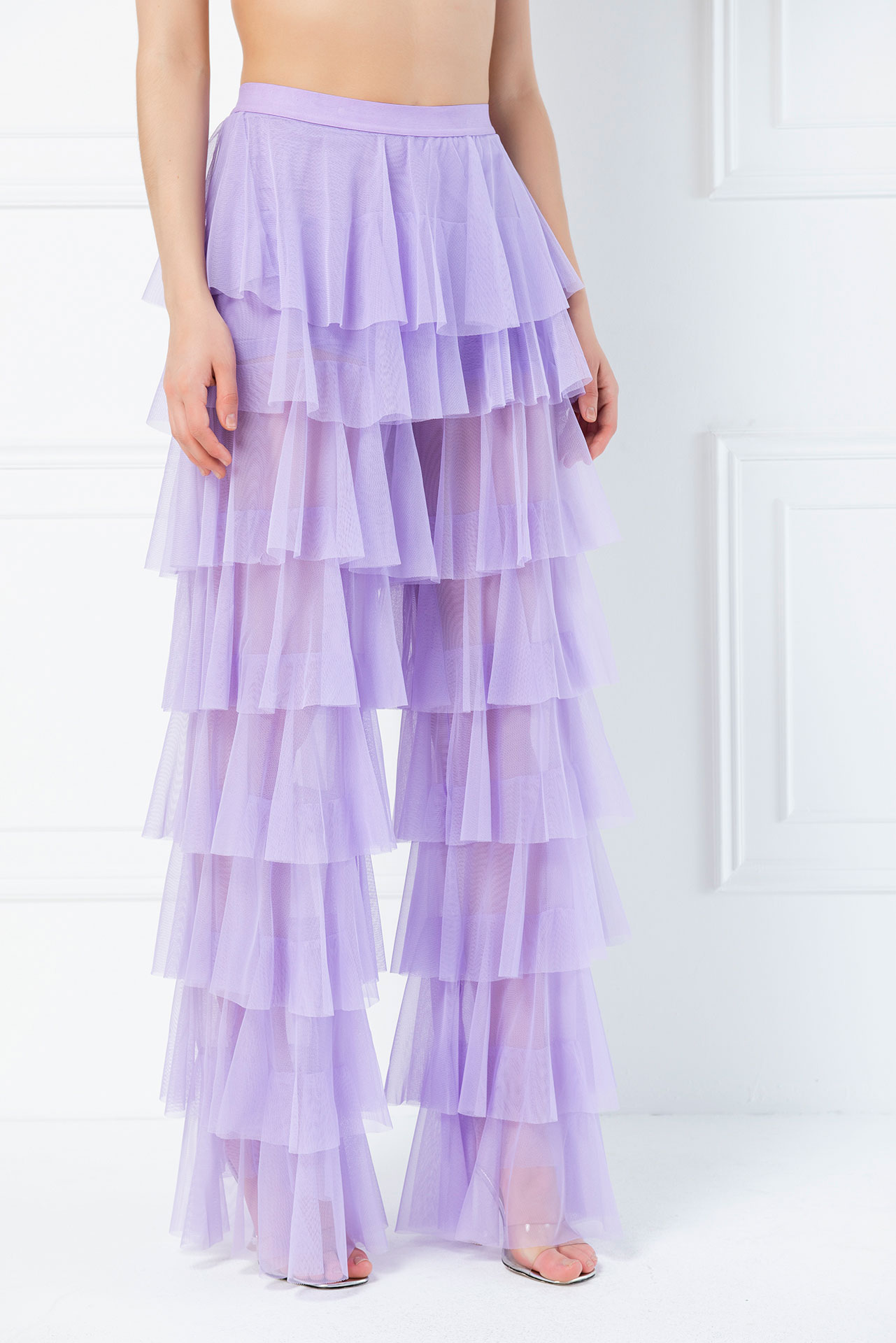 Tiered Tulle Pants in Lilac