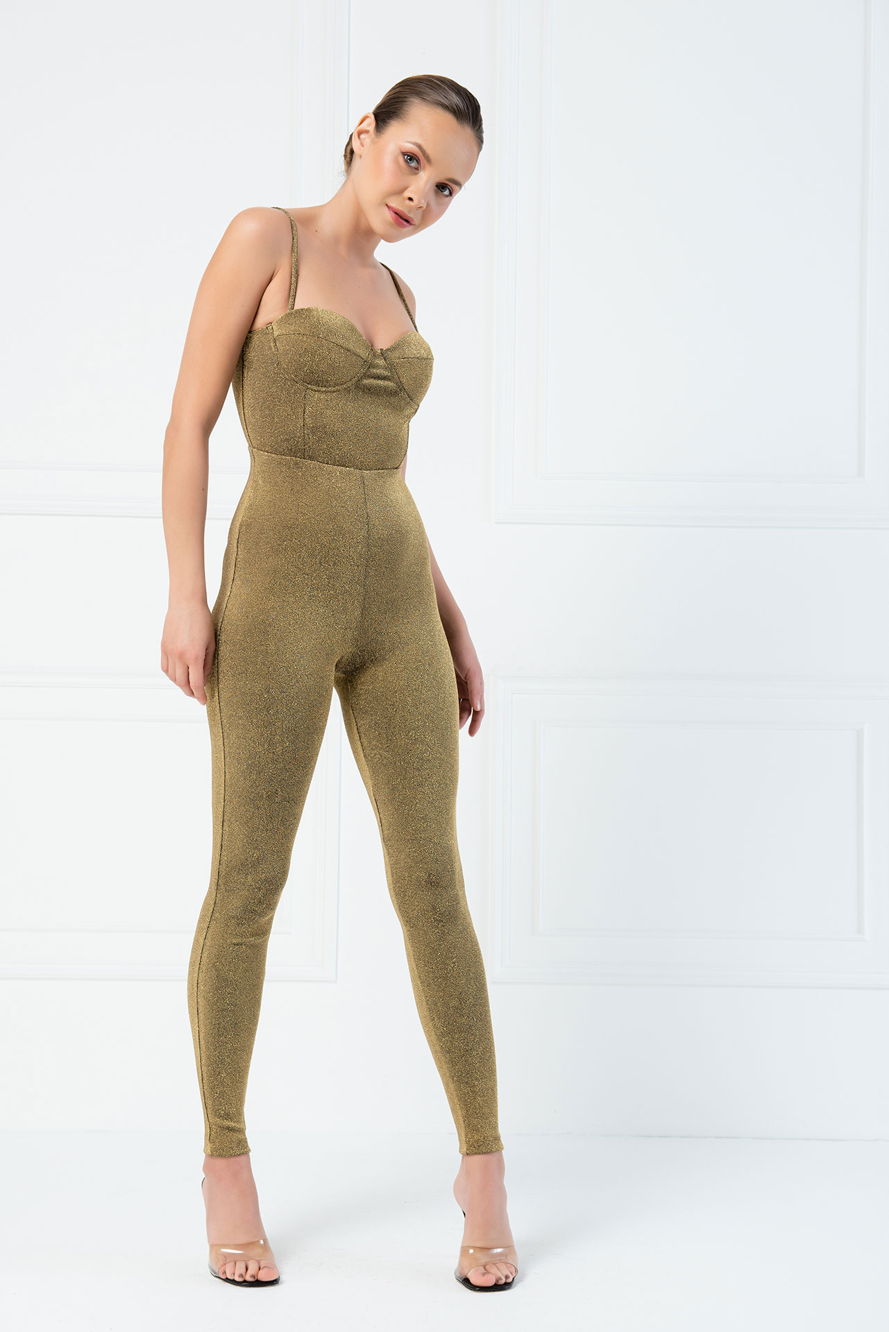 Wholesale Glittery Gold Sweetheart Catsuit