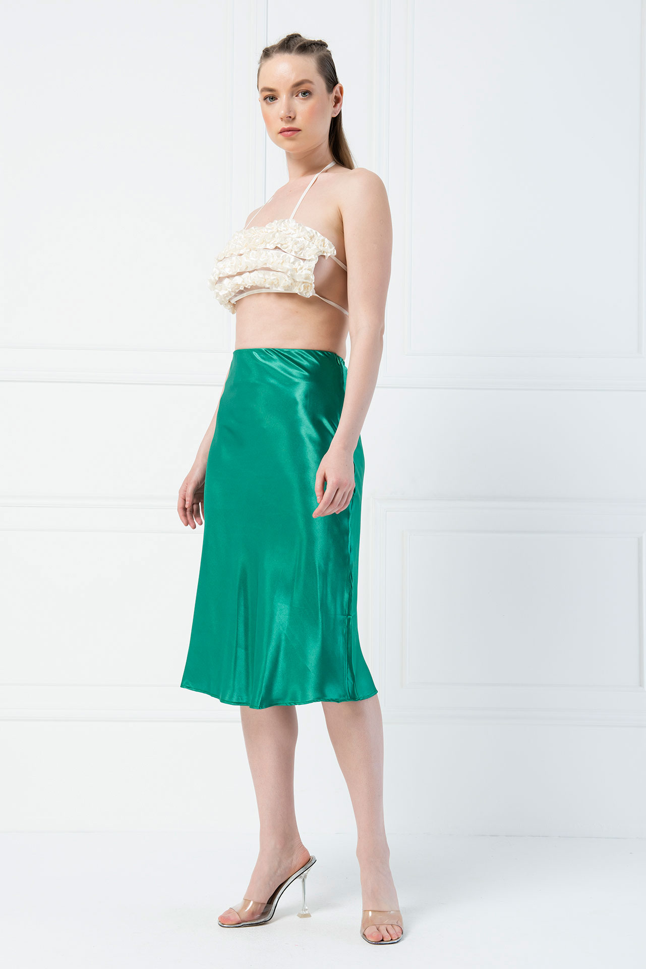 оптовая Green плиссированная юбка