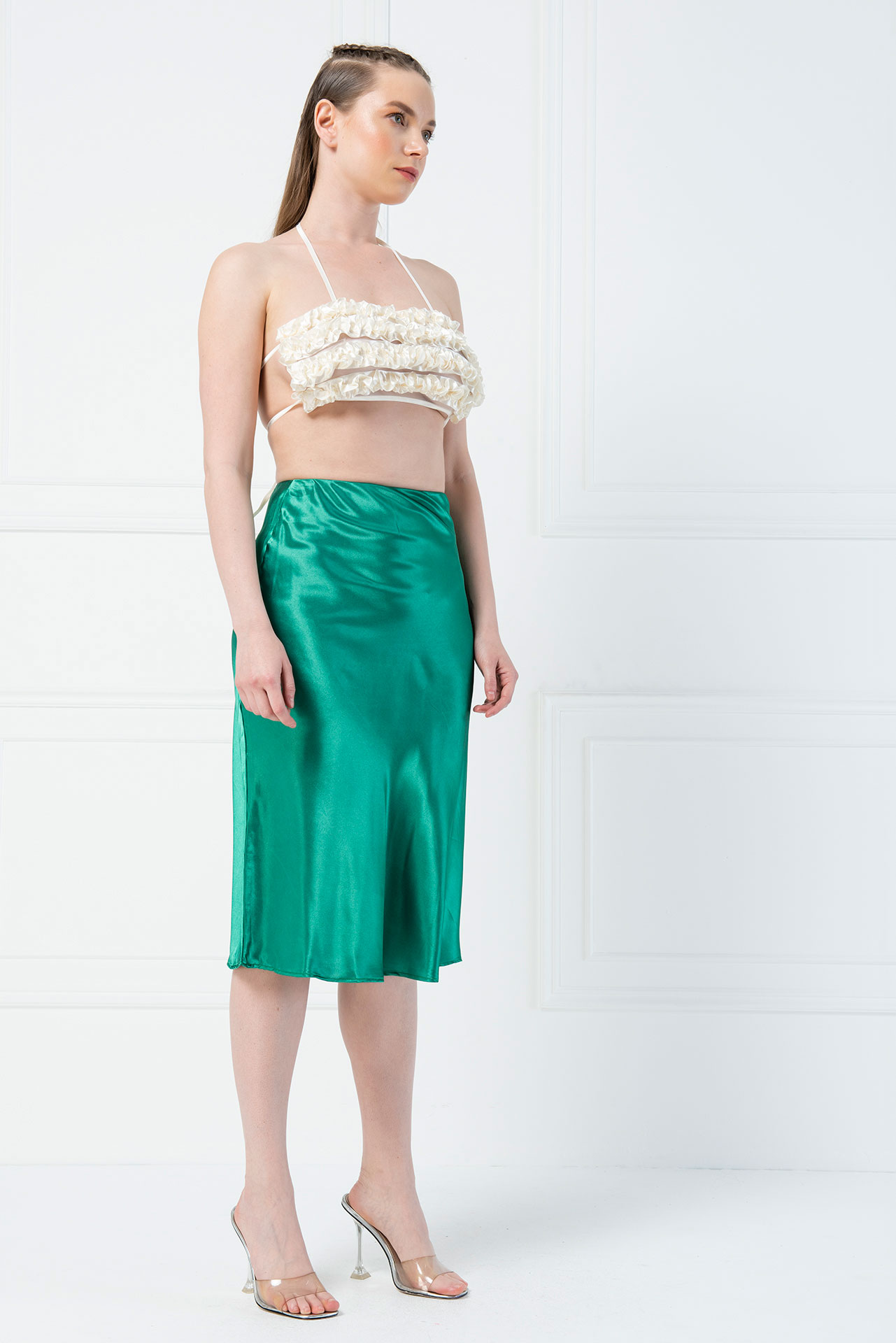 Wholesale Green Pleated Skirt