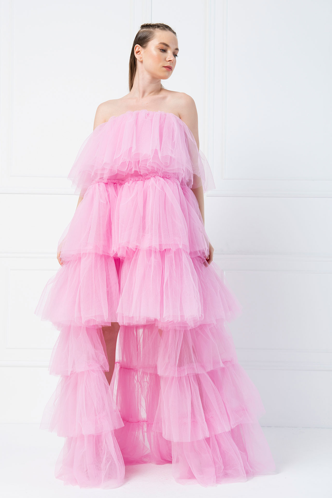 Wholesale Pink Ruffle Maxi Dress