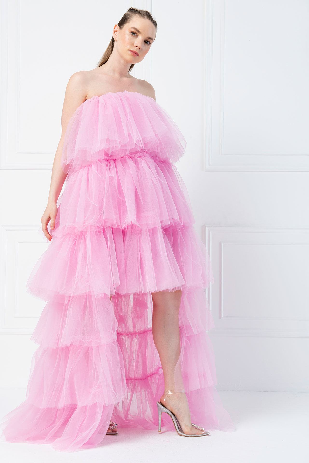 Wholesale Pink Ruffle Maxi Dress