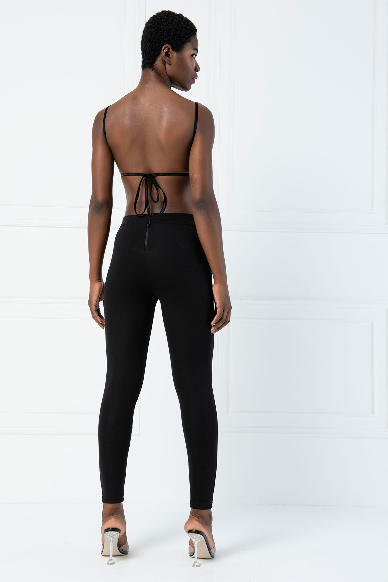 High Waist Pants with Front- Button Detail