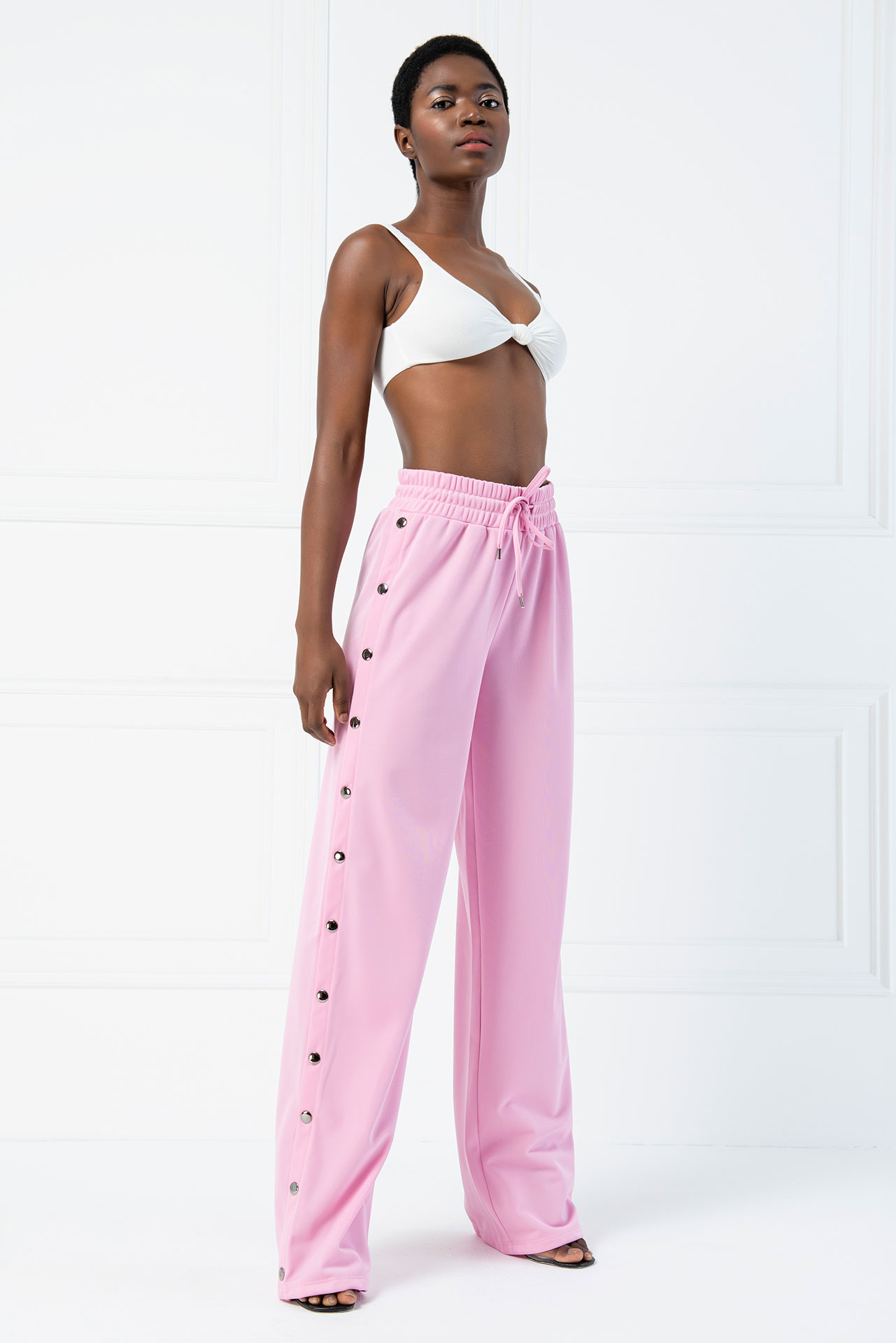 Snap Button Side  Pink Pants