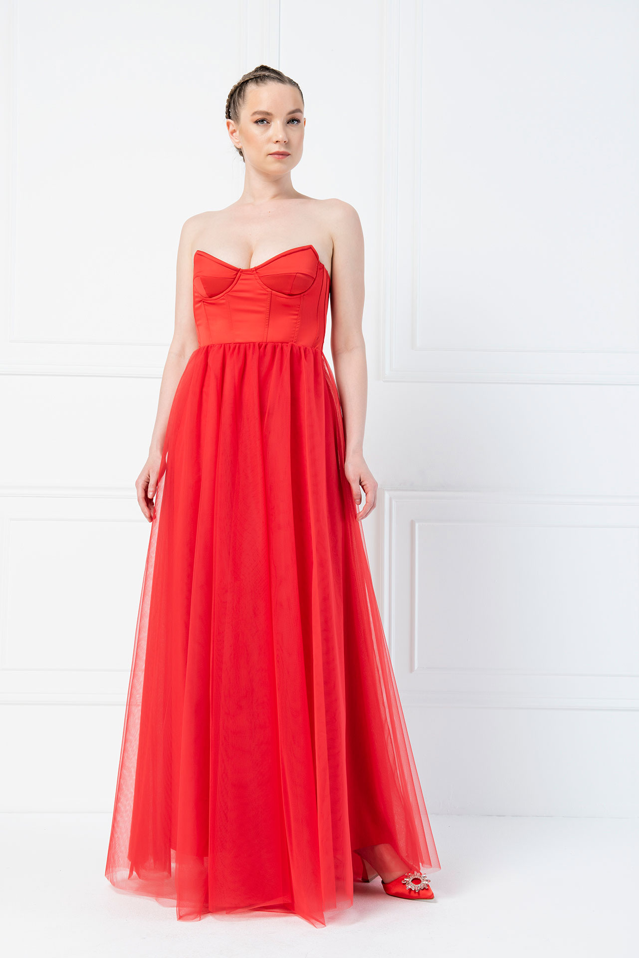 Wholesale Red Maxi Tulle Skirt