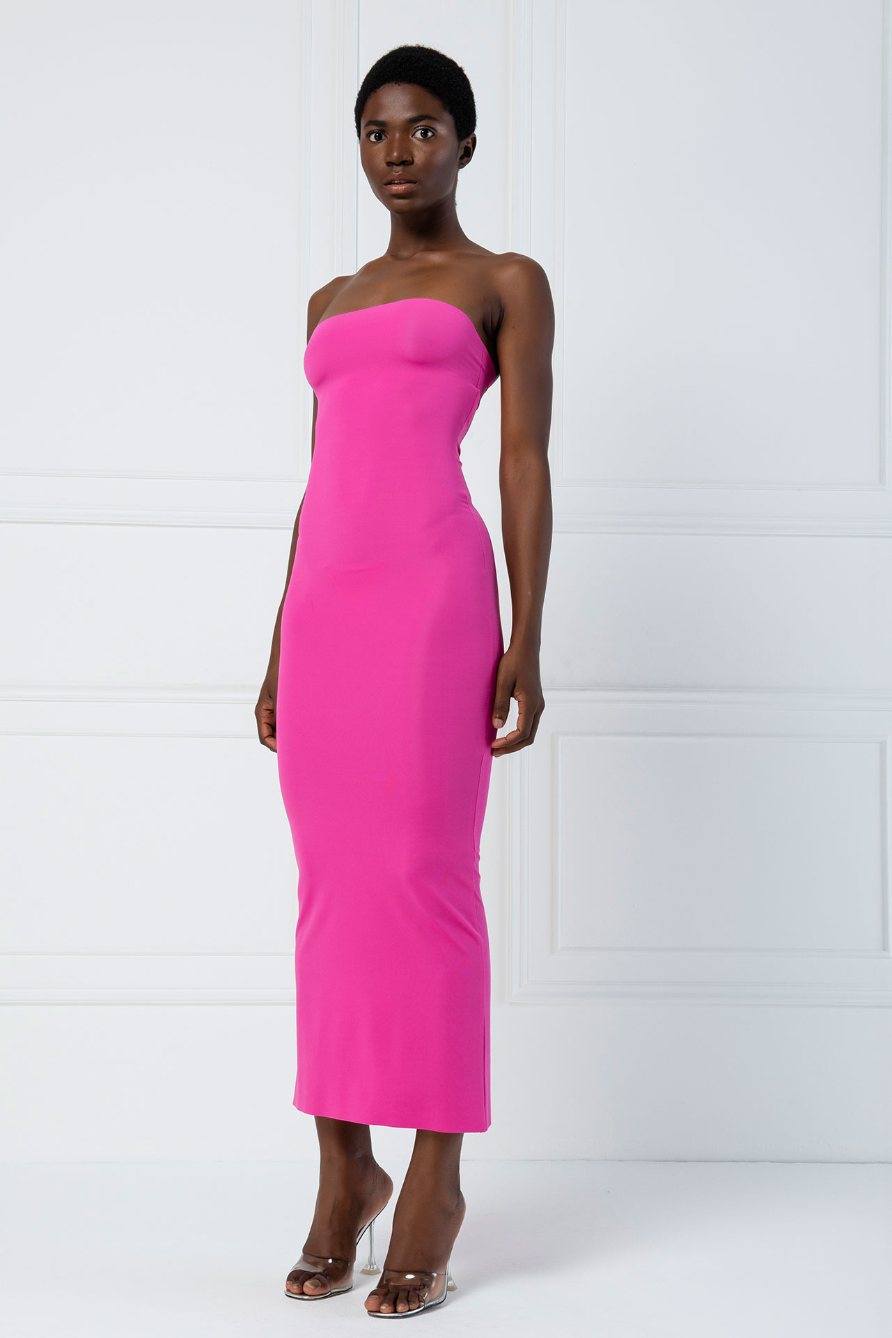 Wholesale Strapless Long Cami Slip New Fuschia Dress