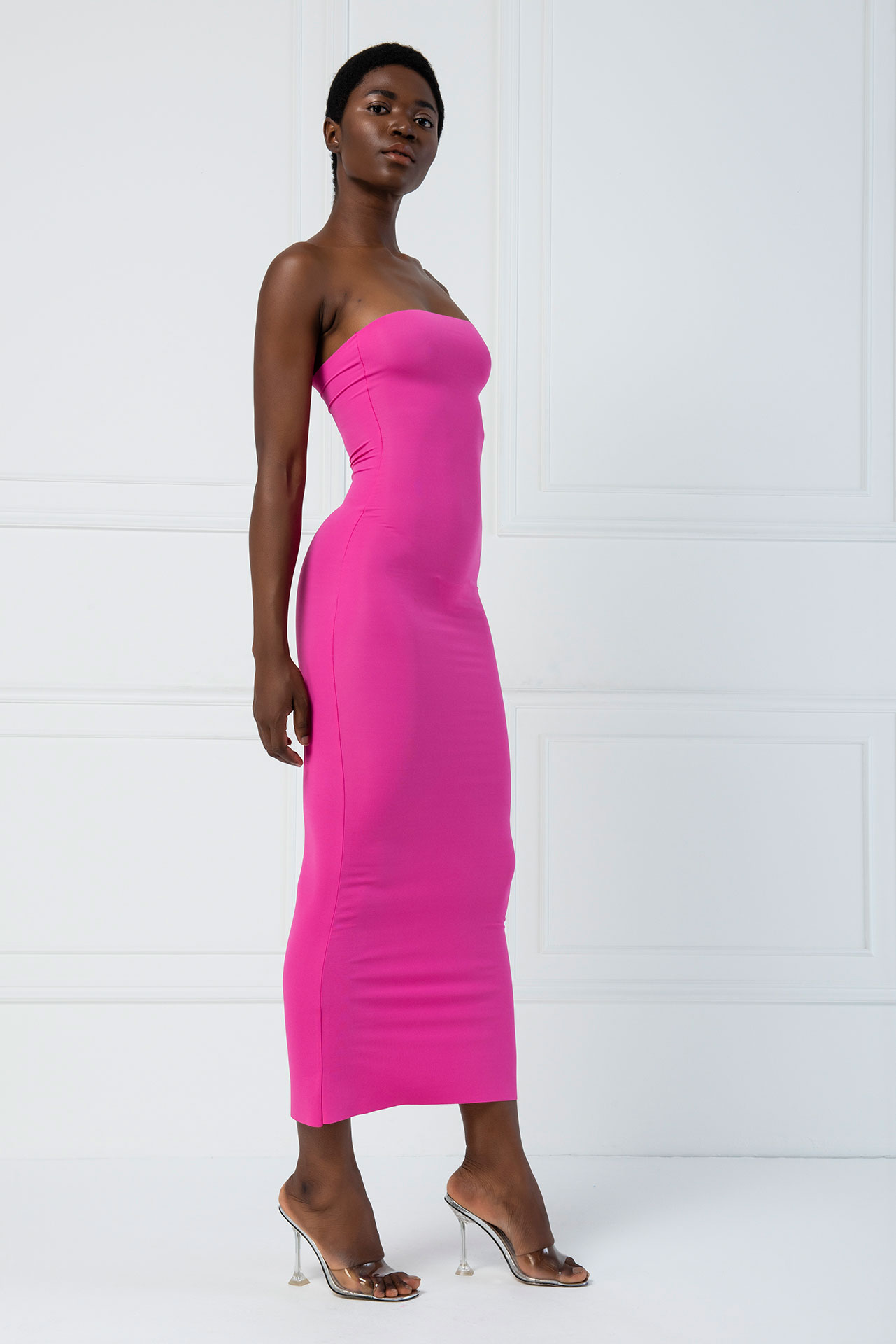 Wholesale Strapless Long Cami Slip New Fuschia Dress
