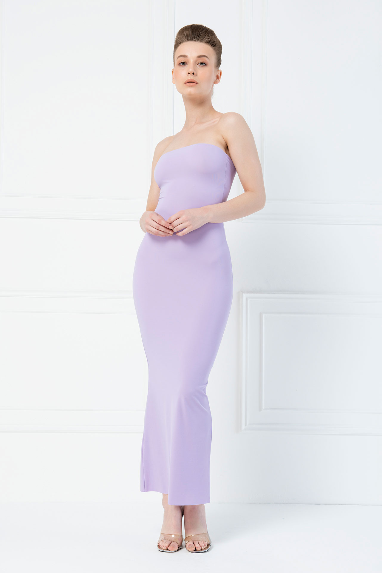 Wholesale Strapless Long Cami Slip New Lilac Dress