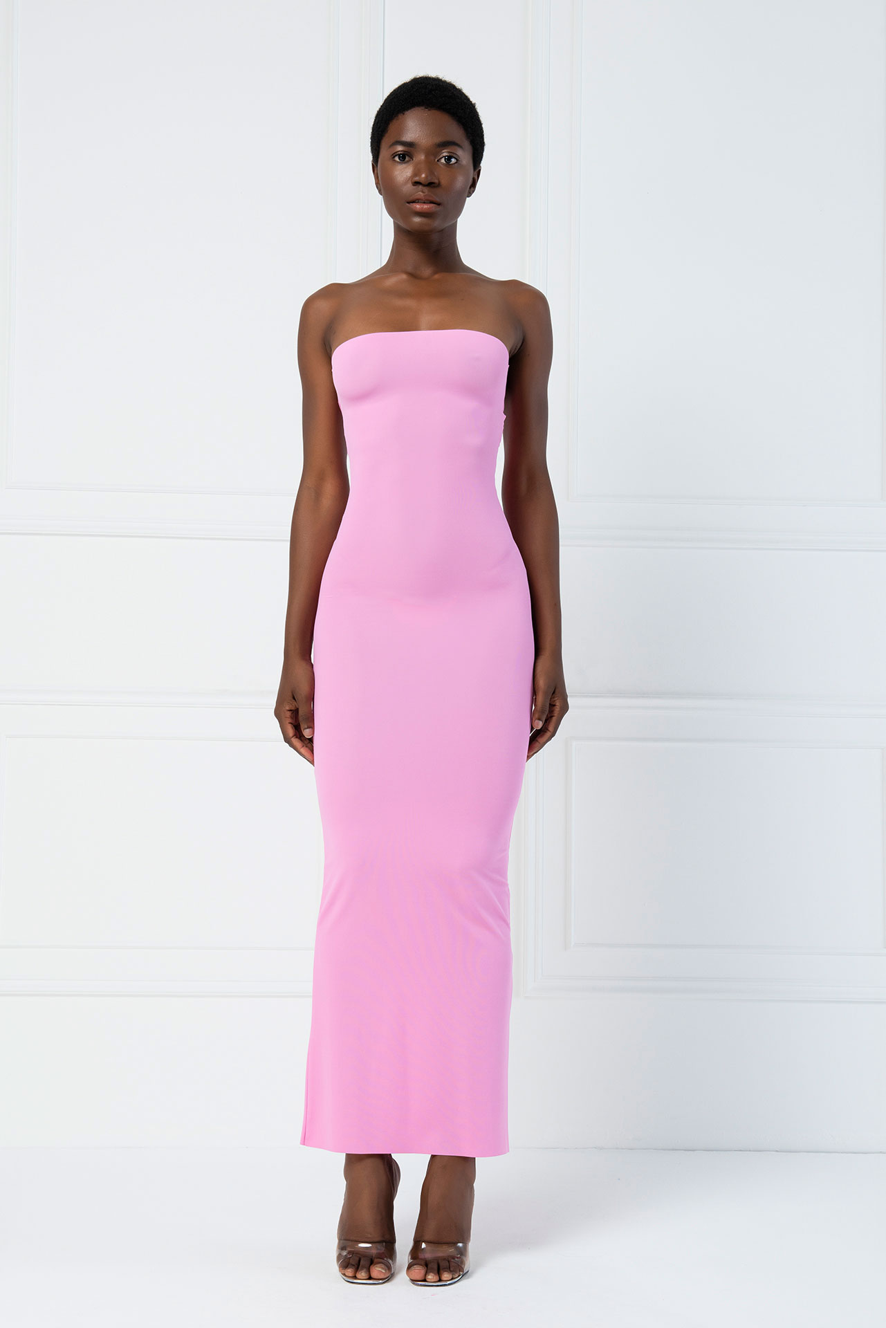 Wholesale Strapless Long Cami Slip New Pink Dress