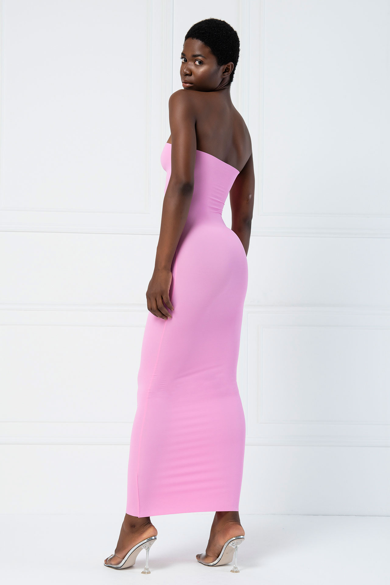 Wholesale Strapless Long Cami Slip New Pink Dress