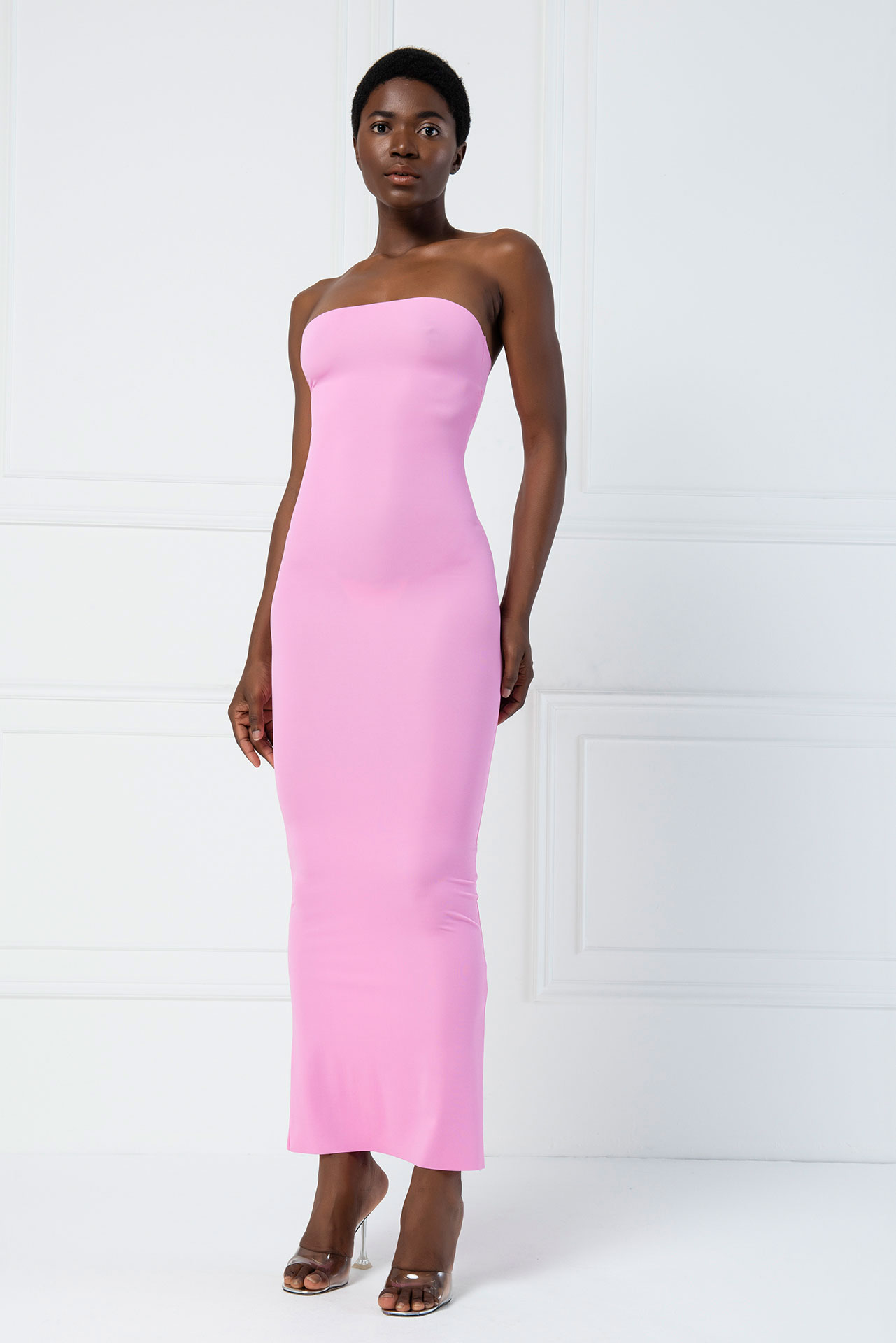 Strapless Long Cami Slip New Pink Dress