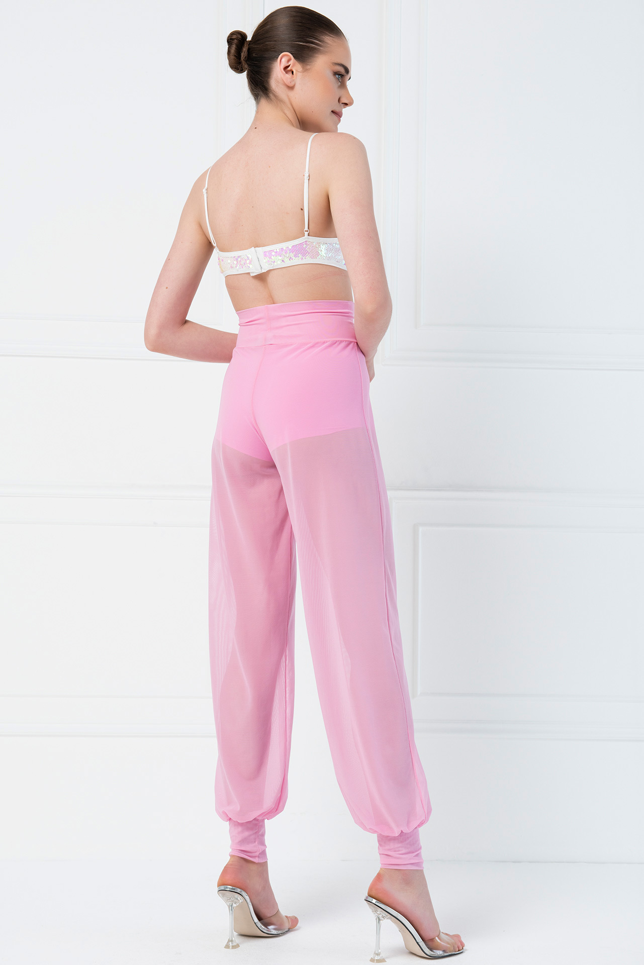 High Waist Pink Sheer Pants