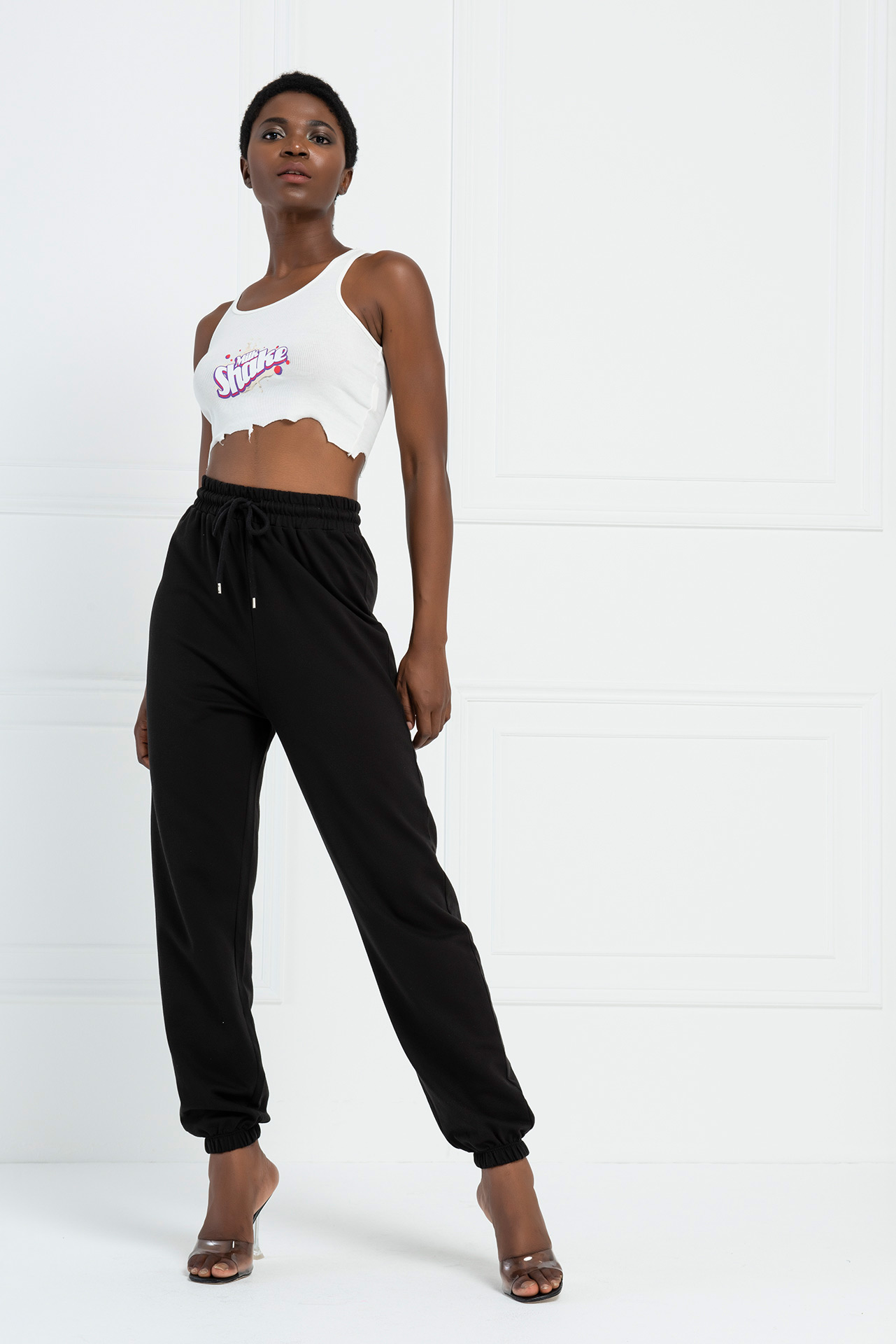 Graphic Offwhite Cropped Tank Top