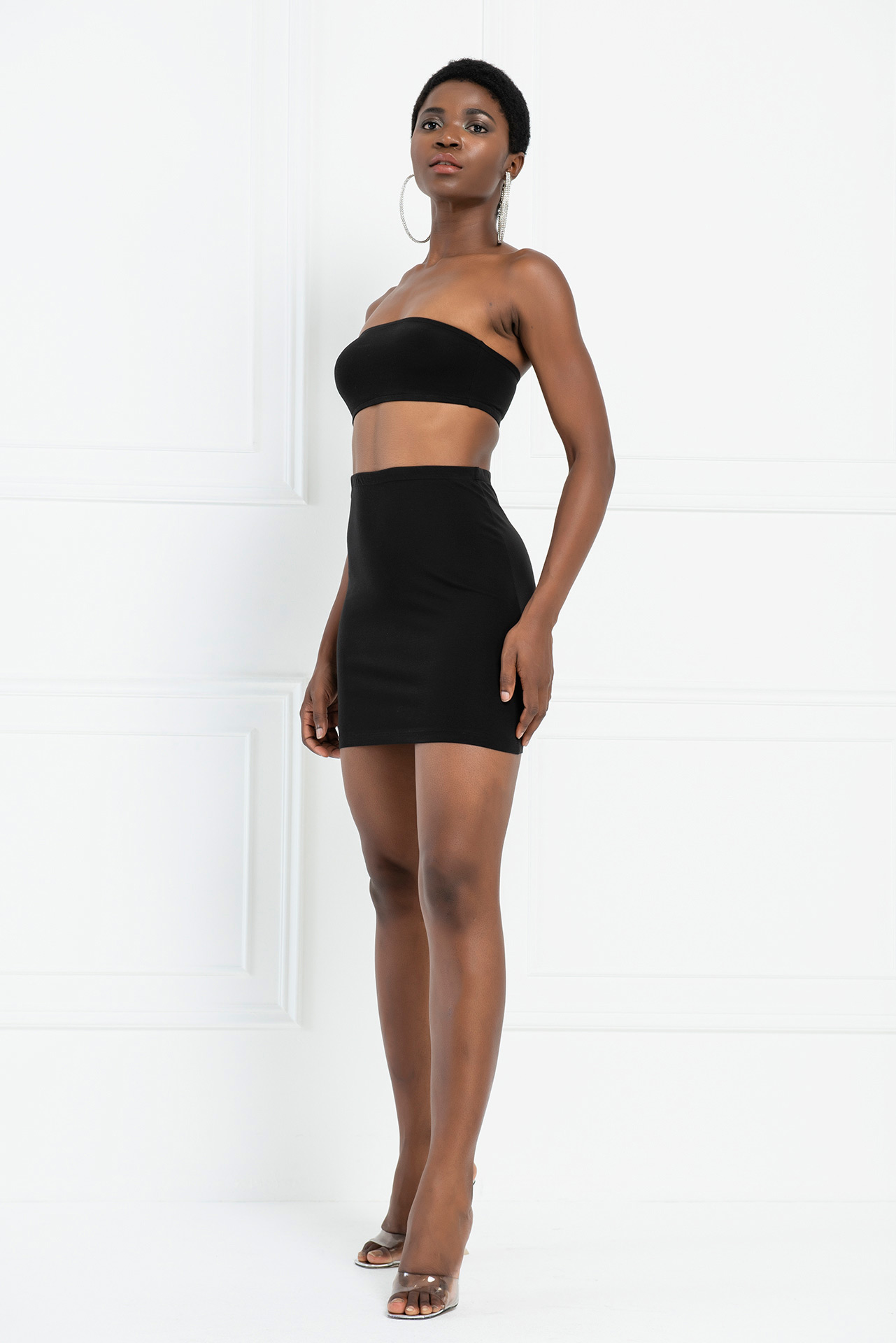 Wholesale Black Cotton Mini Skirt