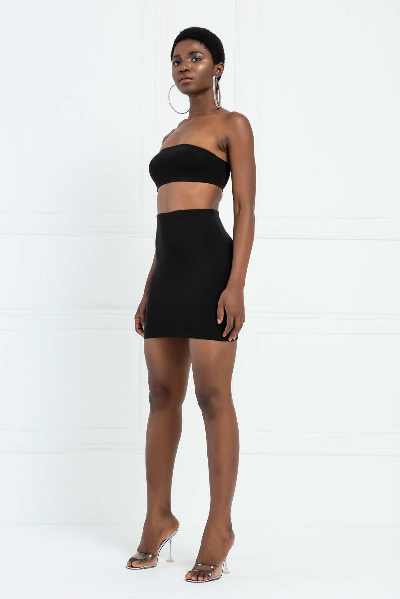 Wholesale Black Cotton Mini Skirt