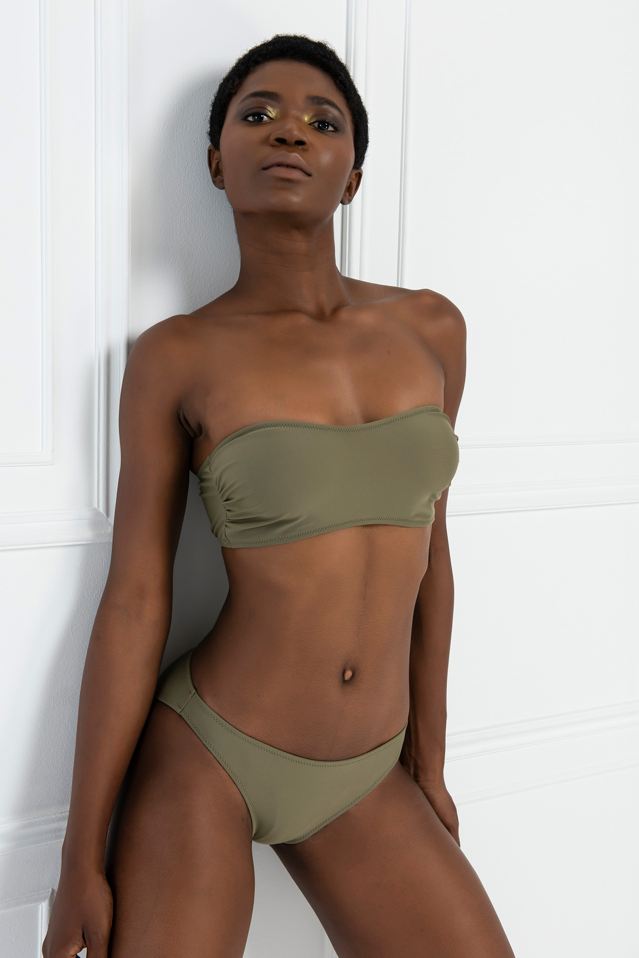 Wholesale Khaki Bandeau Bikini Set