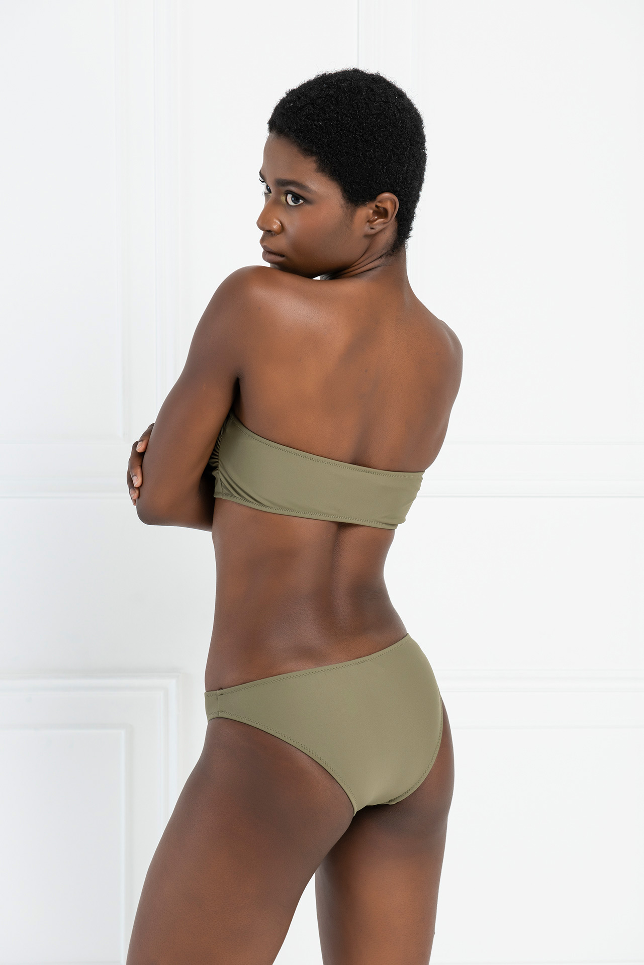 Wholesale Khaki Bandeau Bikini Set