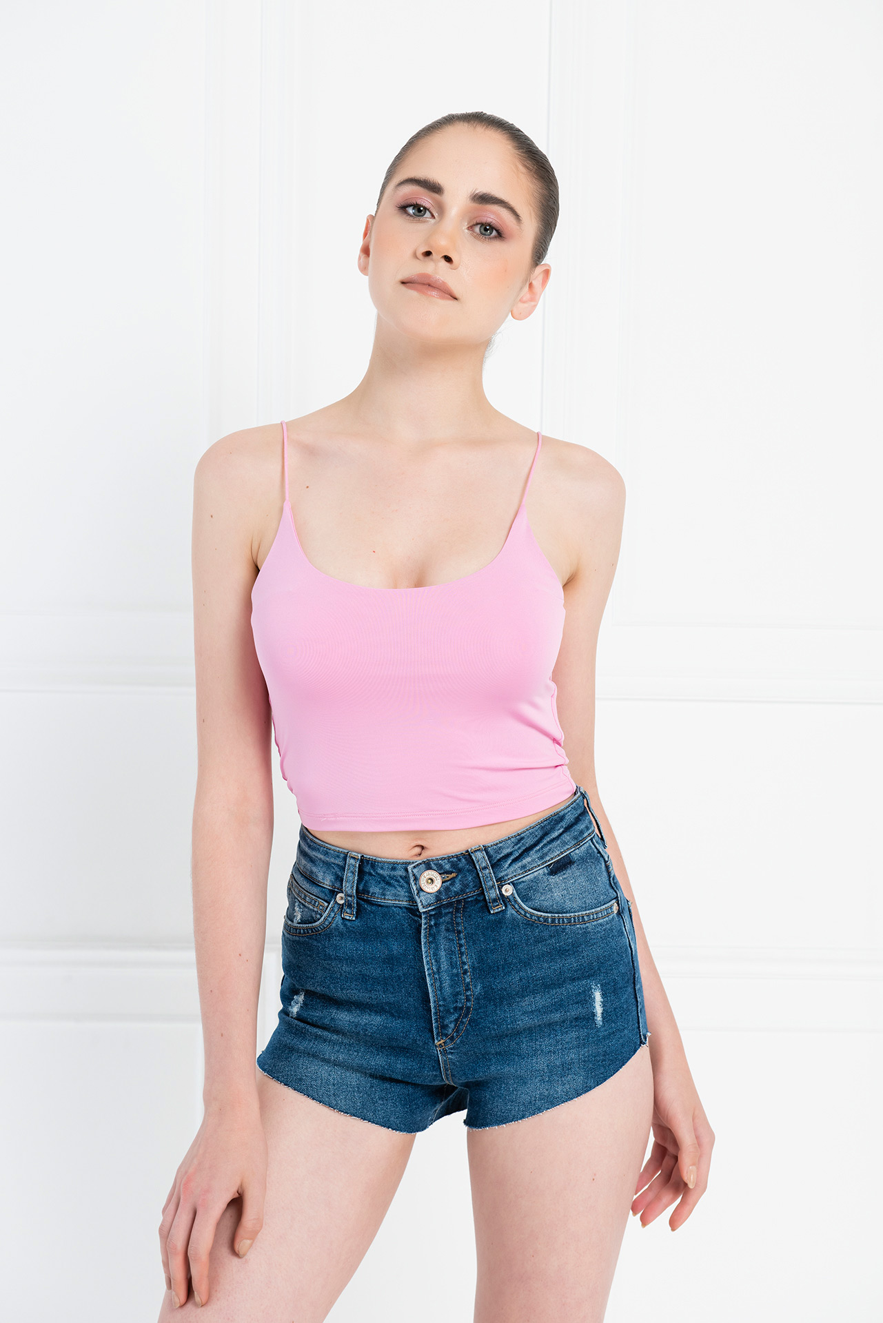 Wholesale New Pink Spaghetti Strap Cropped Cami