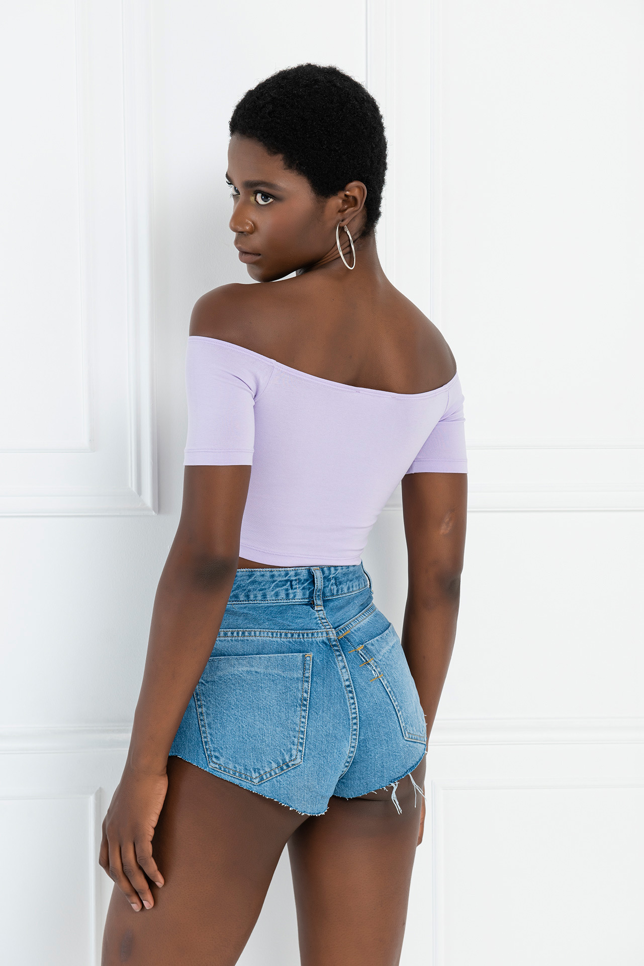 Lilac Off-the-Shoulder Crop Top