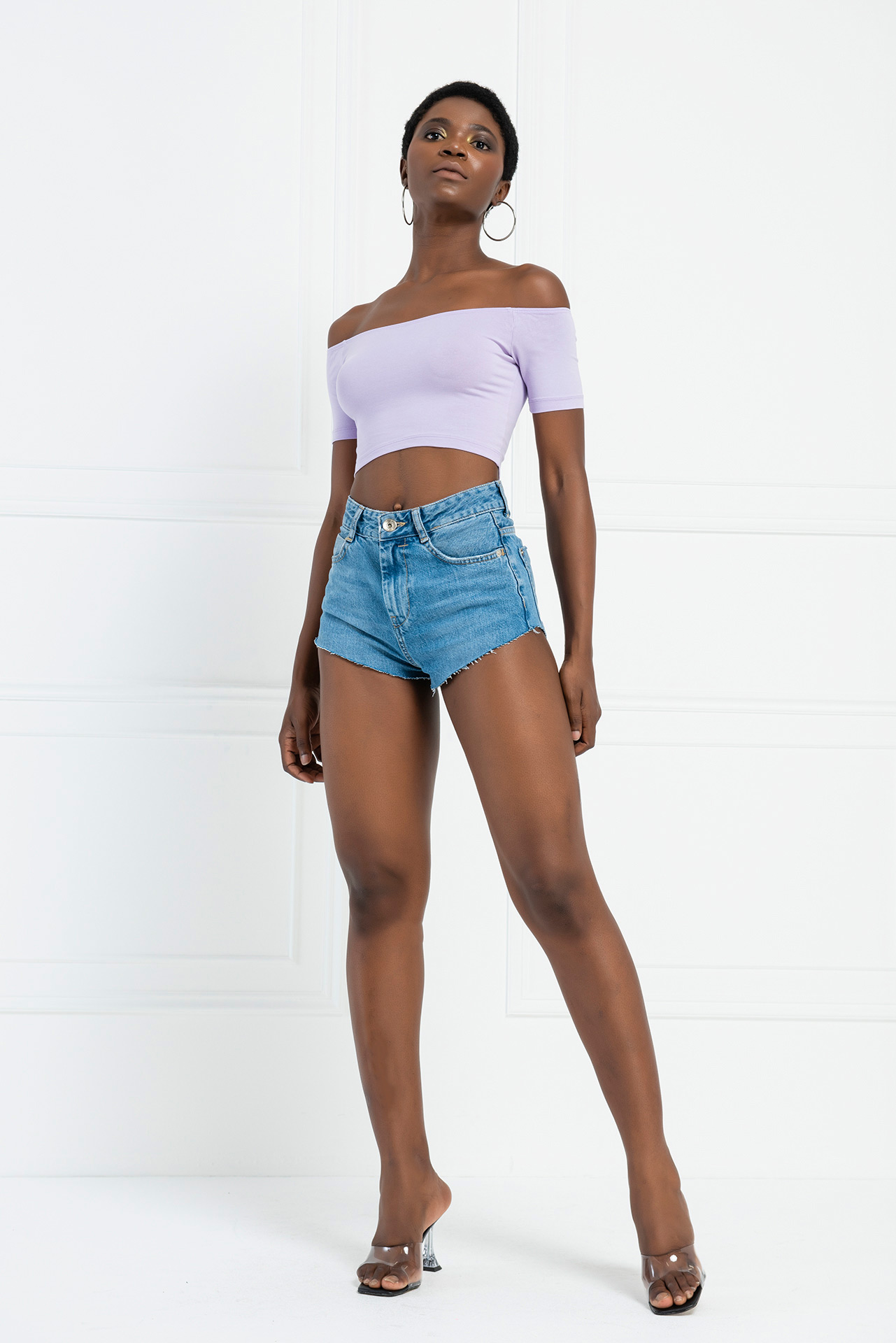 Lilac Off-the-Shoulder Crop Top