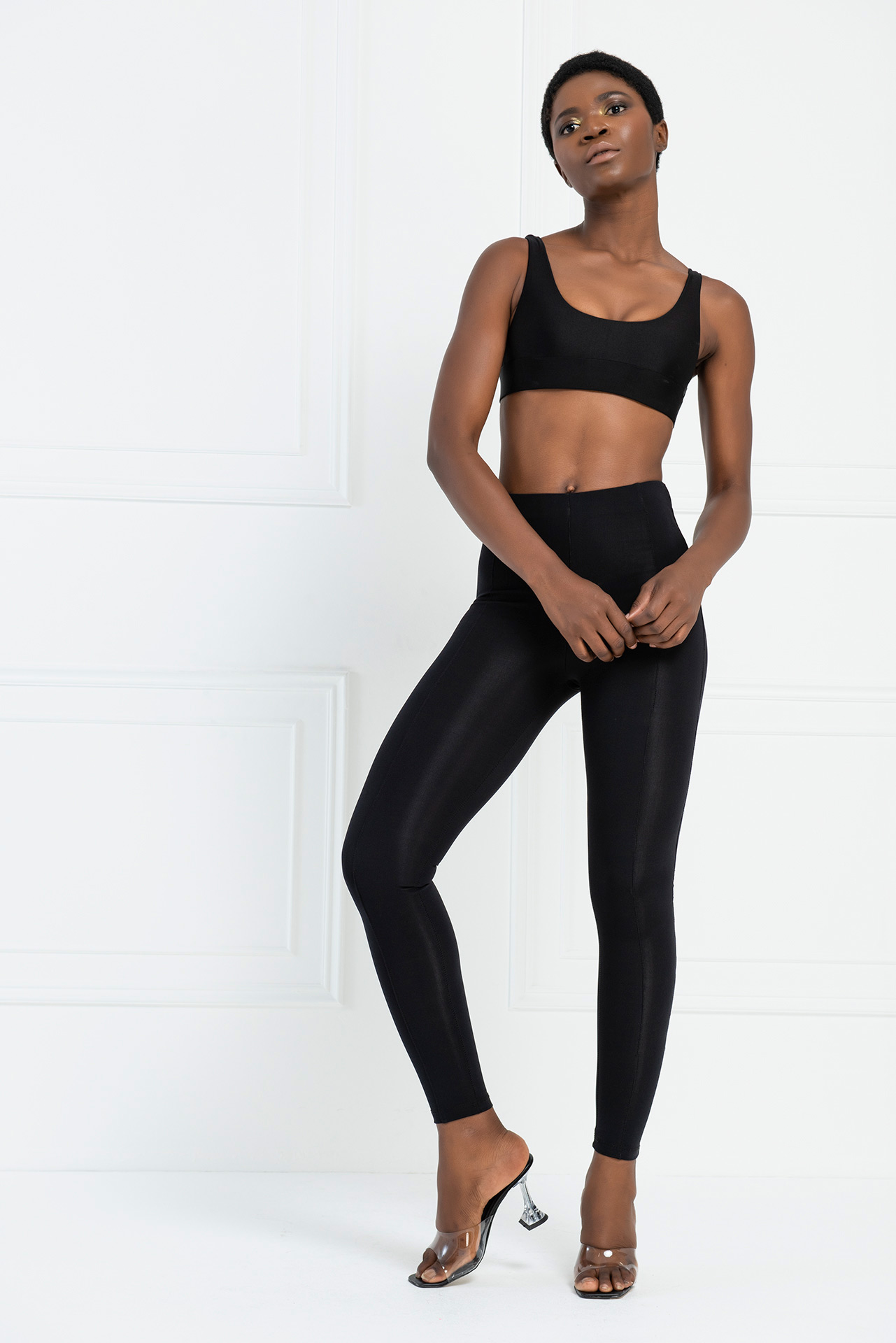 Black Stitch-Design Leggings