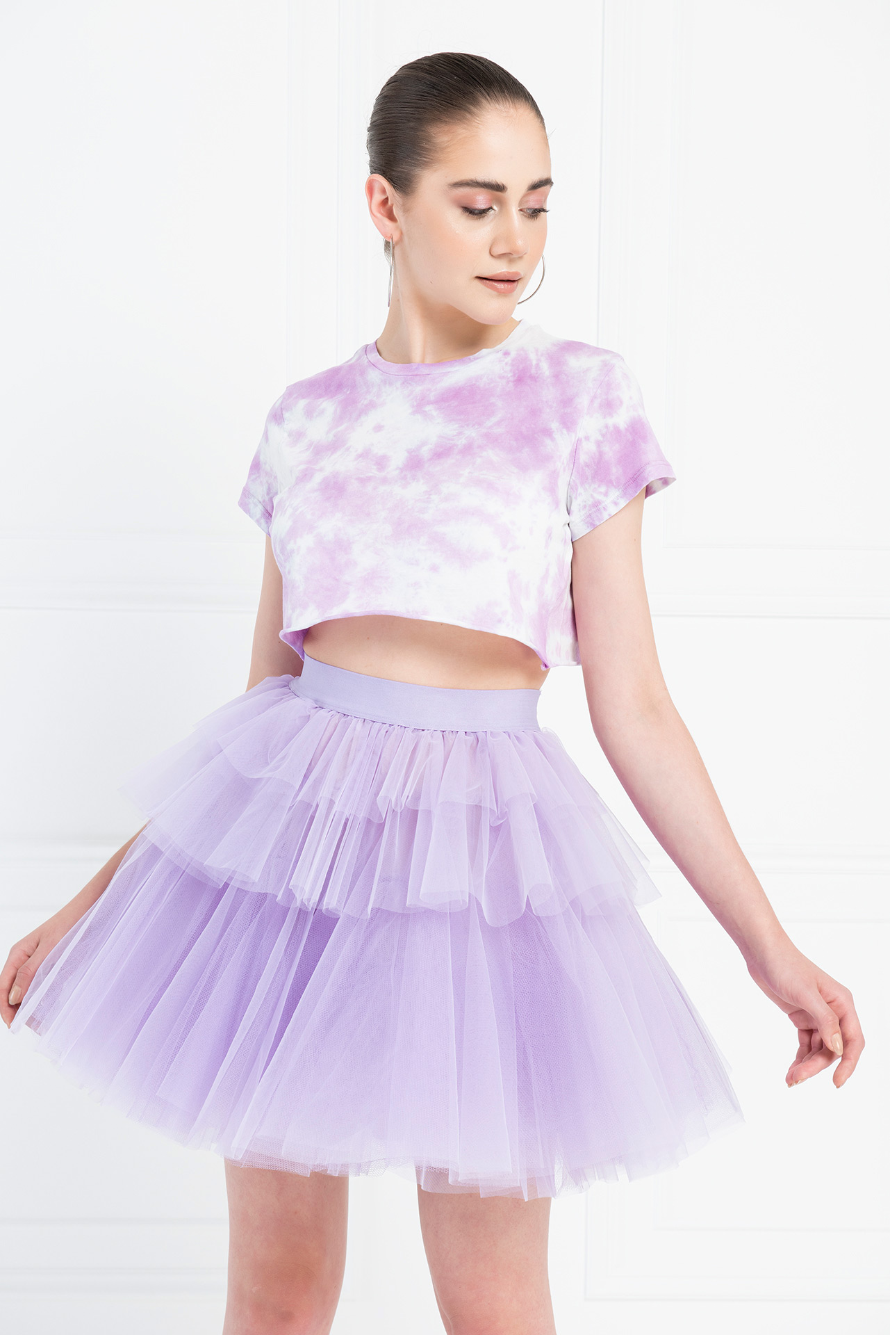 оптовая Многоуровневая  Мини-юбка New Lilac Юбка
