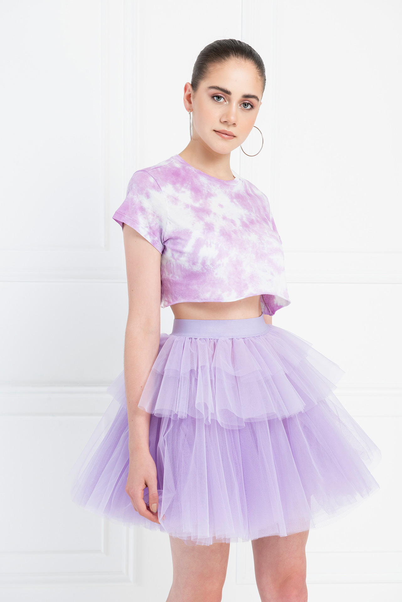 оптовая Многоуровневая  Мини-юбка New Lilac Юбка